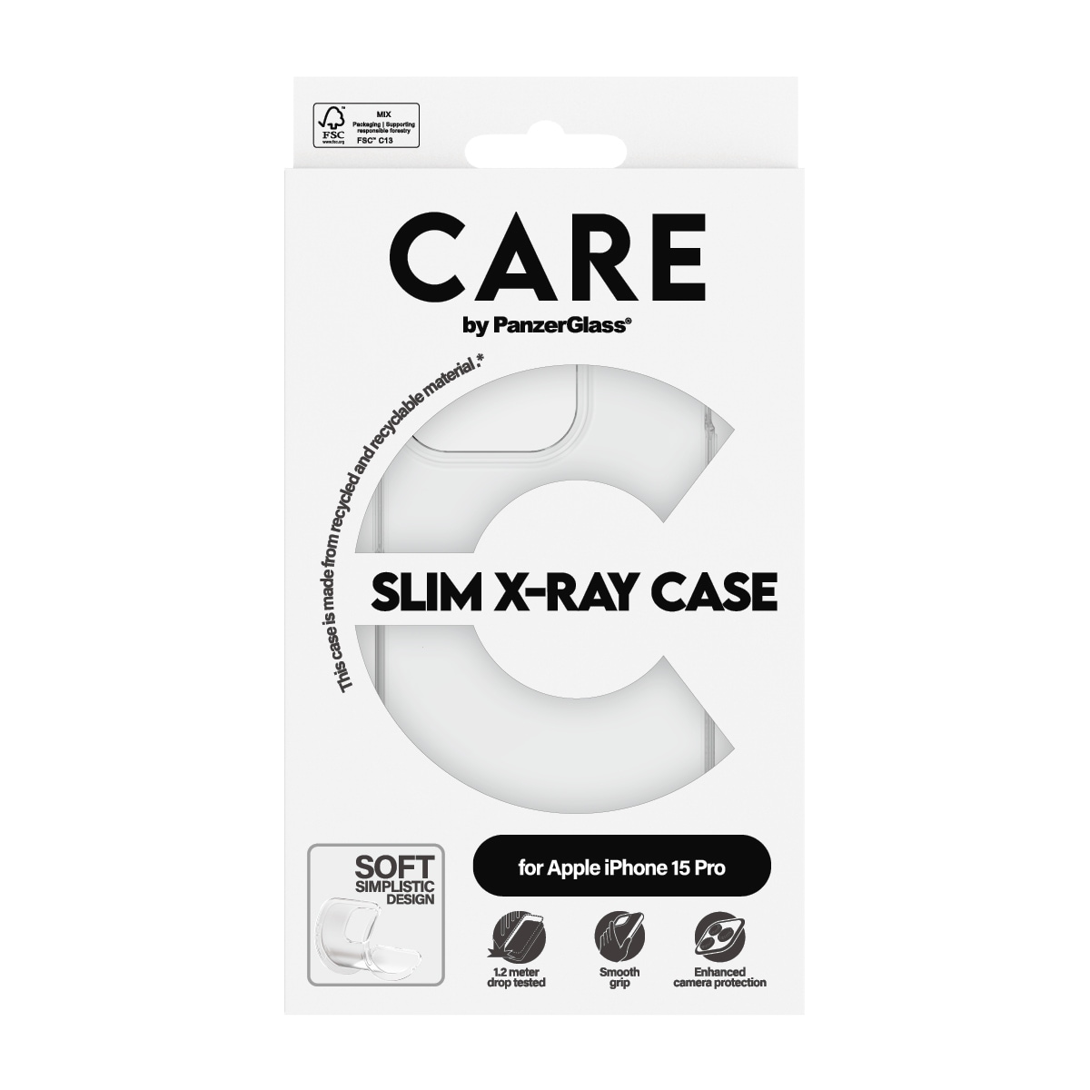 CARE by PanzerGlass Handyhülle »Slim X-Ray Case für Apple iPhone 15 Pro Fashion X-Ray Soft« Backcover, Schutzhülle, Handyschutzhülle, Case, Schutzcase, stossfest