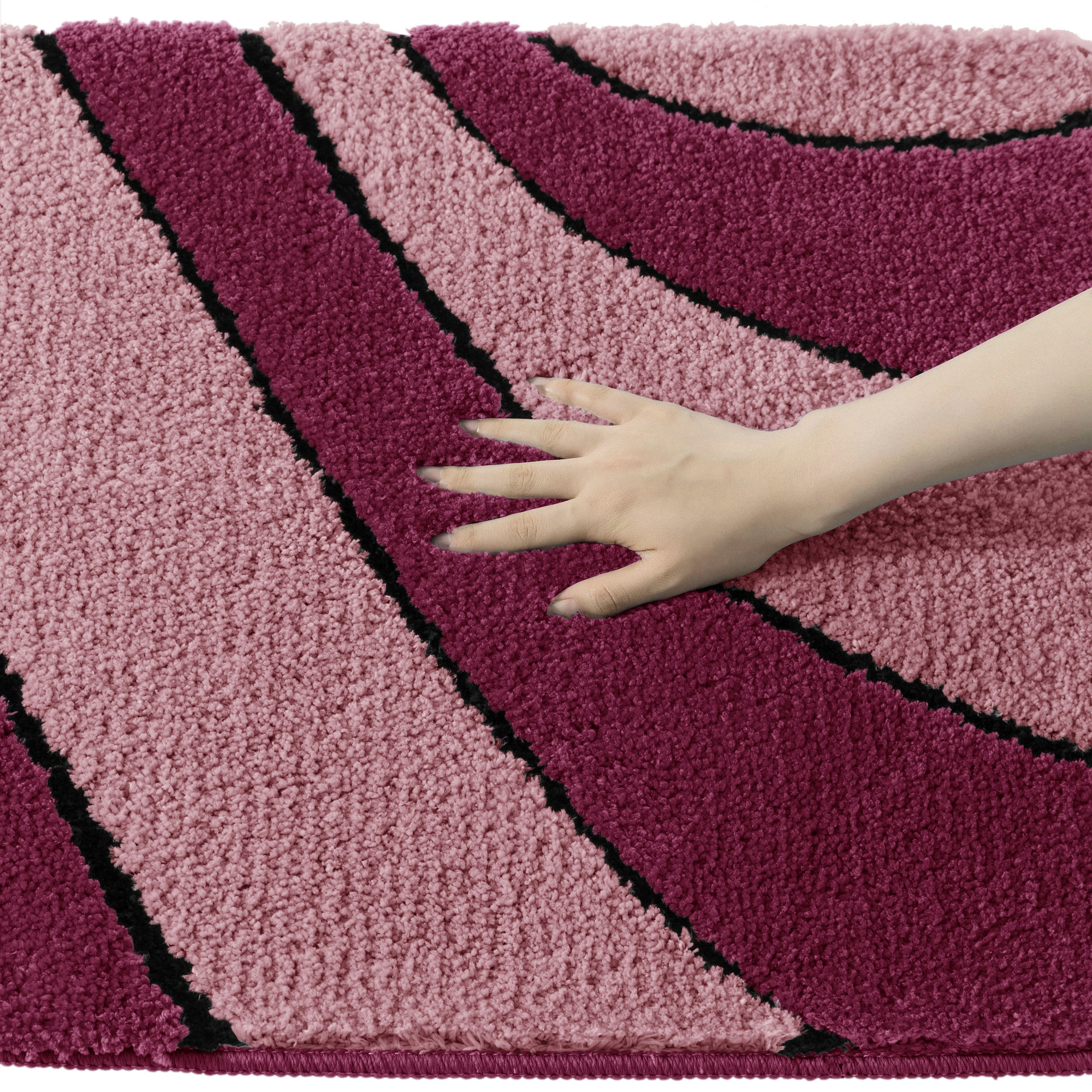 my home Badematte »Anna, Badvorleger, Badezimmer Teppich«, rutschhemmend beschichtet, fussbodenheizungsgeeignet-schnell trocknend, Badteppich, Hoch Tief Effekt, Modern, Weich, Wellen