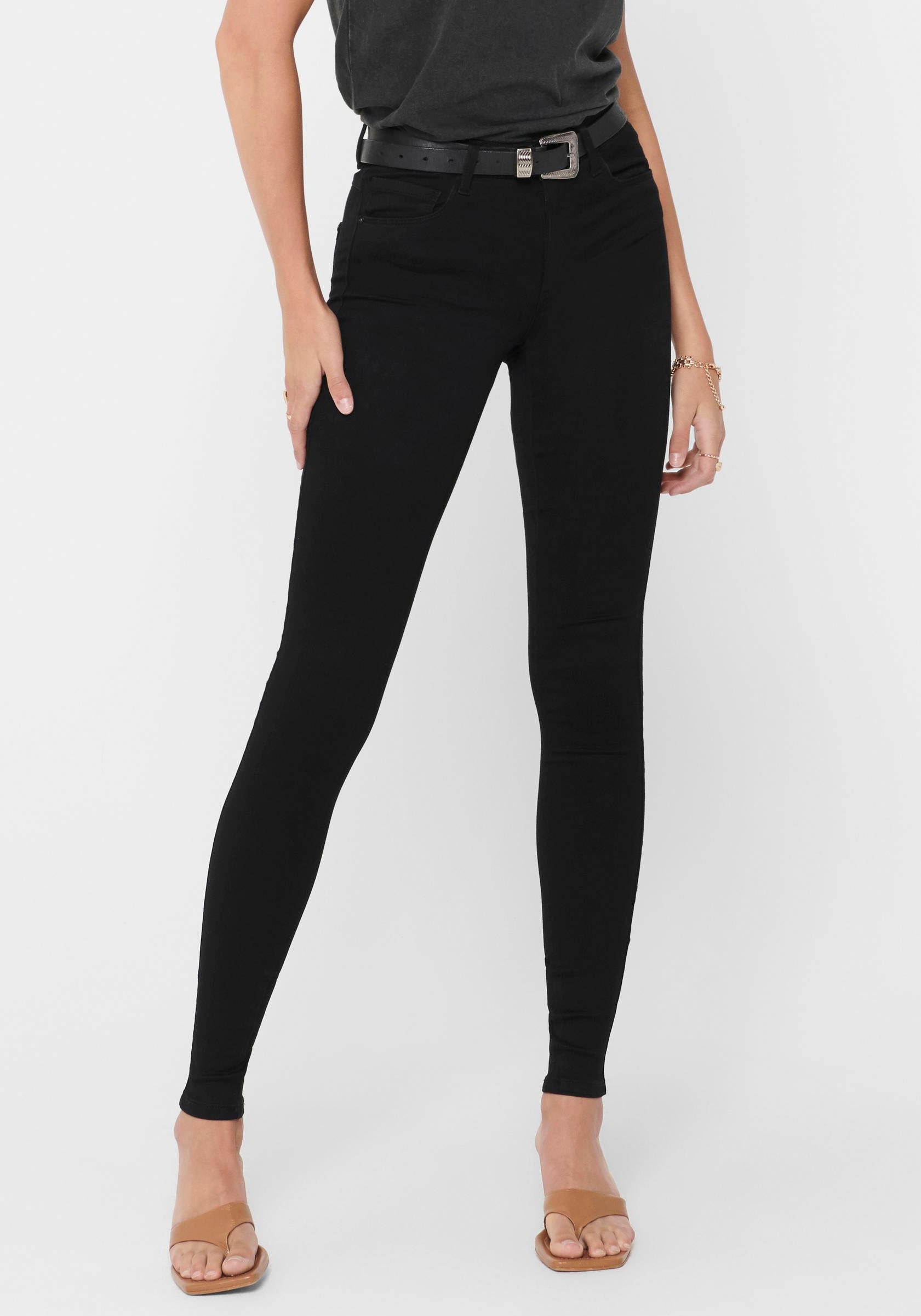 Image of ONLY Skinny-fit-Jeans "ONLROYAL – Skinny-Jeans mit normaler Leibhöhe und Stretch" unifarben, modisch, skinny fit, Denim