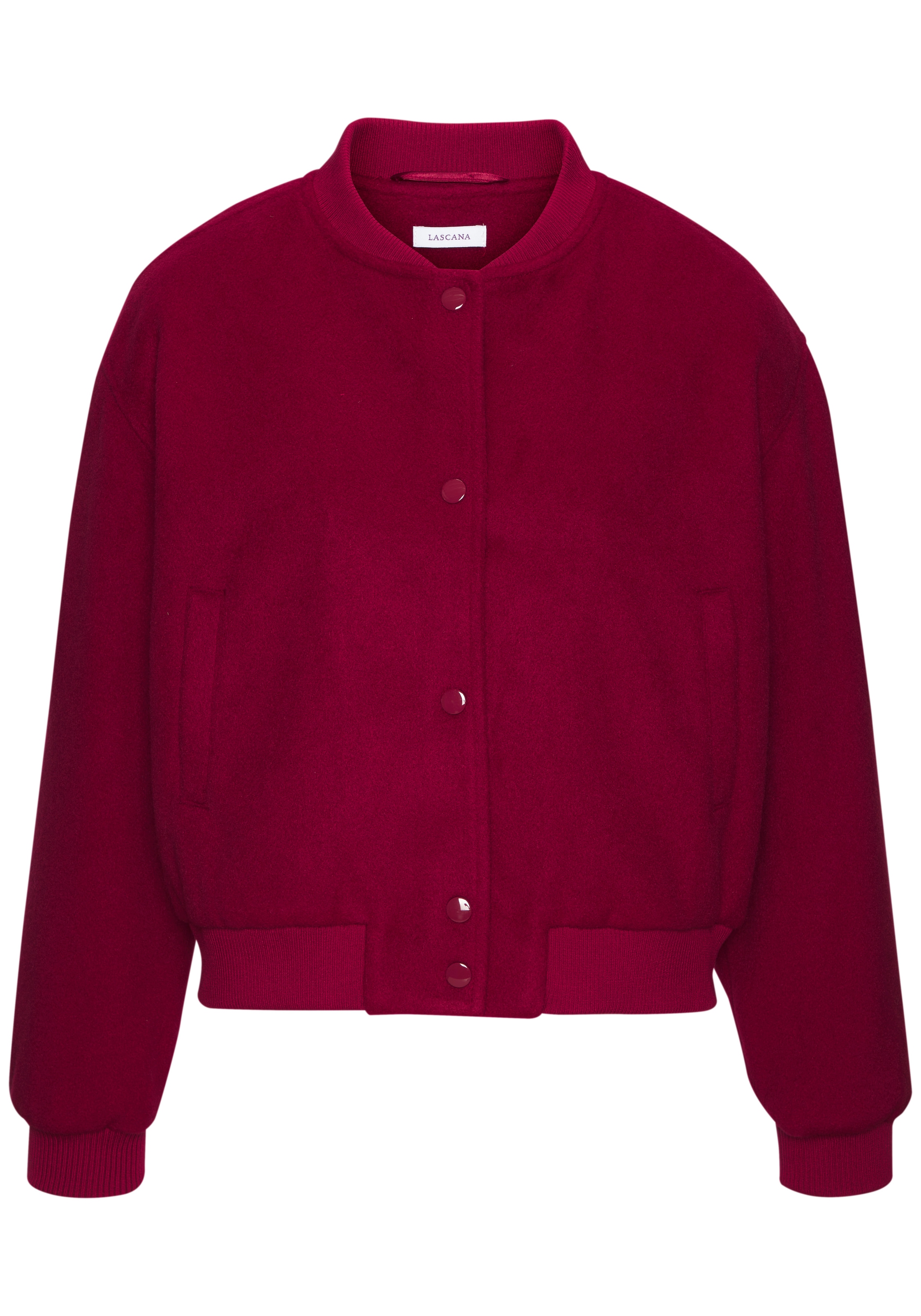 LASCANA Bomberjacke mit Rippbündchen, Pilotenjacke mit Druckknöpfen und Taschen