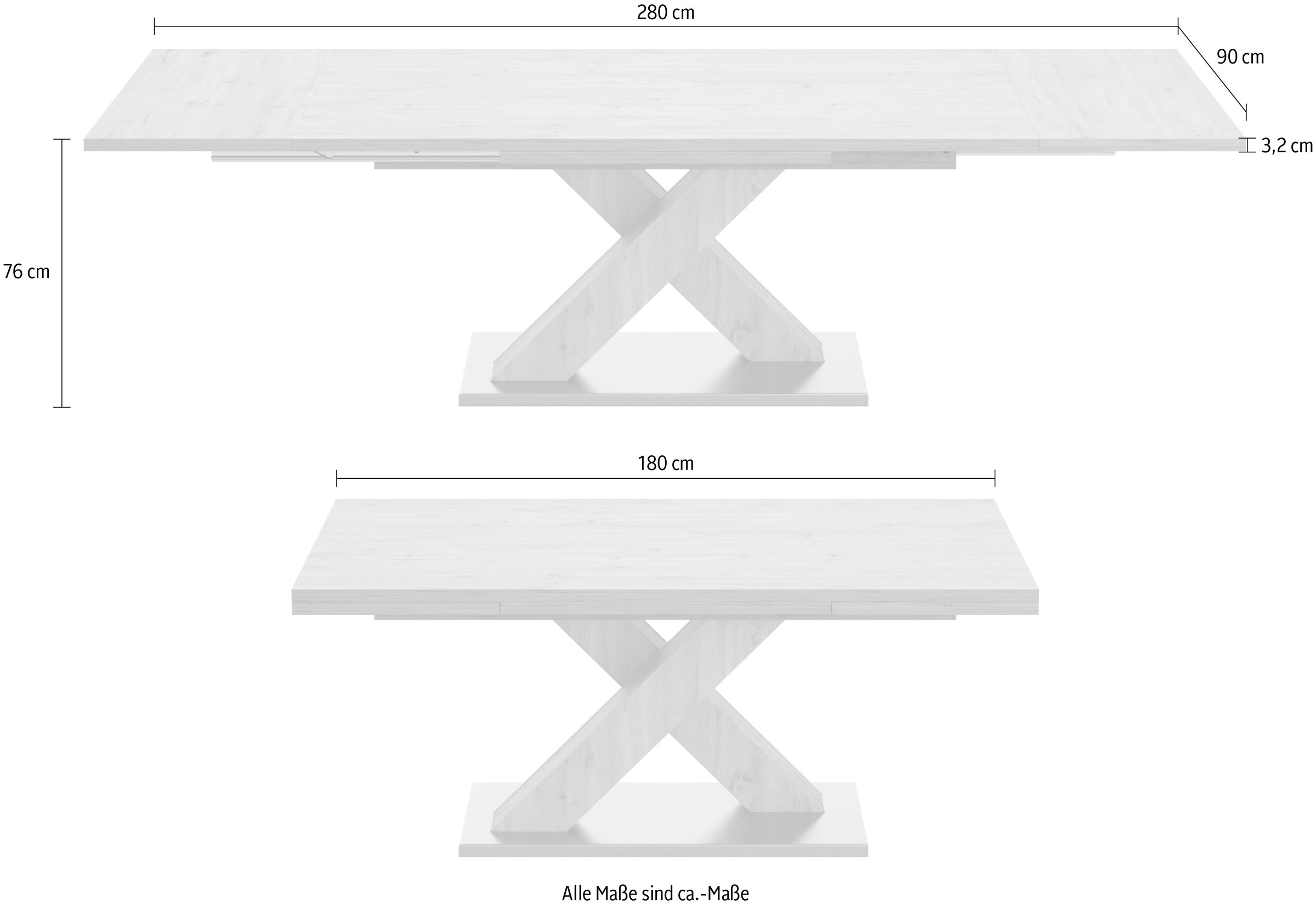 Mäusbacher Esstisch »Komfort C«, mit X-Gestell in asteichefarben und mit  Auszug, Breite 180-280 cm bequem kaufen