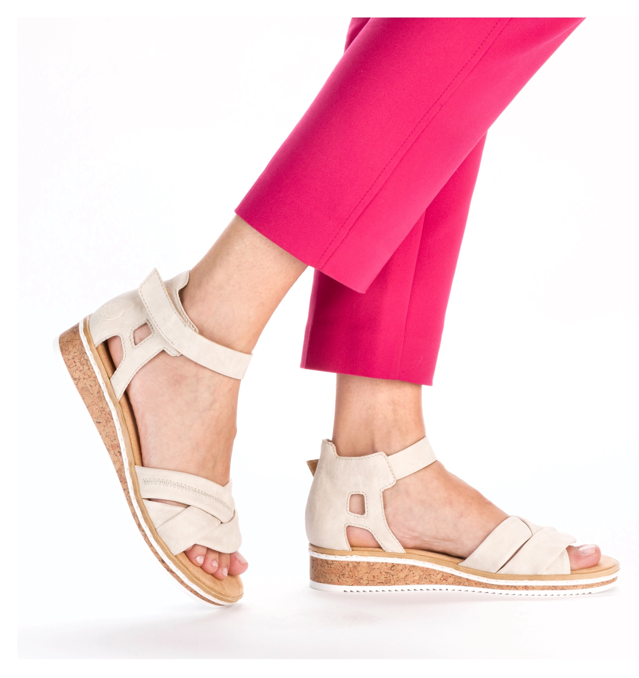 Rieker Sandales  , sandale, chaussure d'été, chaussure à scratch, talon compensé, talon fermé