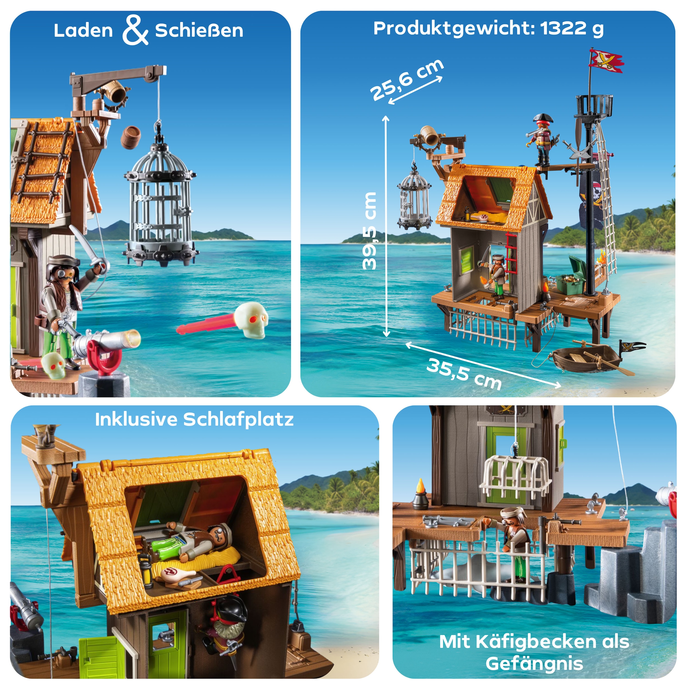 Playmobil® Konstruktions-Spielset »Piratenhafen mit Seeräuber-Gefängnis (71792), Playmobil Pirates« Made in Germany