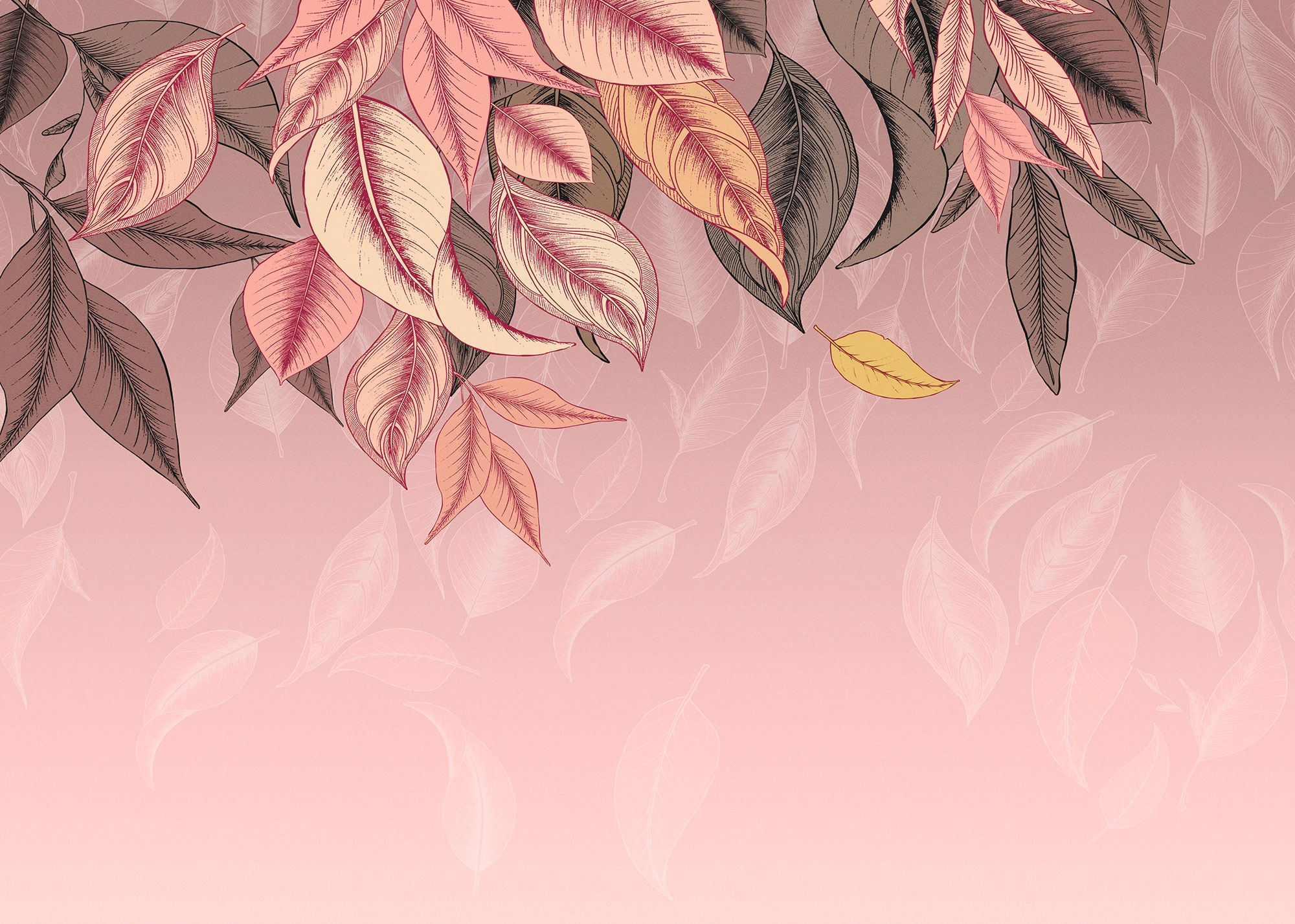 Komar Fototapete »Komar Vlies Fototapete - Falling Leafs - Grösse 350 x 250 cm«, bedruckt