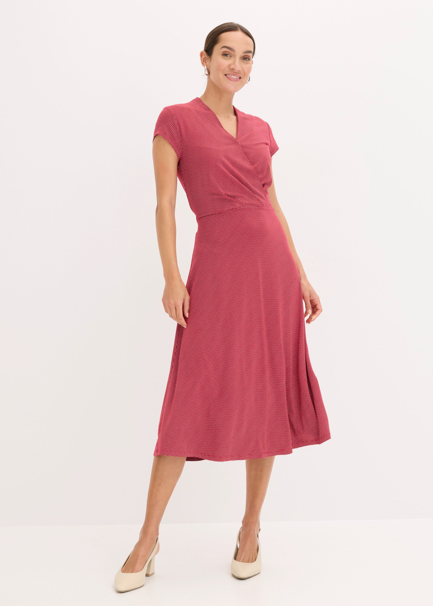 Image of bonprix Midikleid aus Viskose und Elasthan, Wickeloptik mit Bindeband, Kurzarm-Design