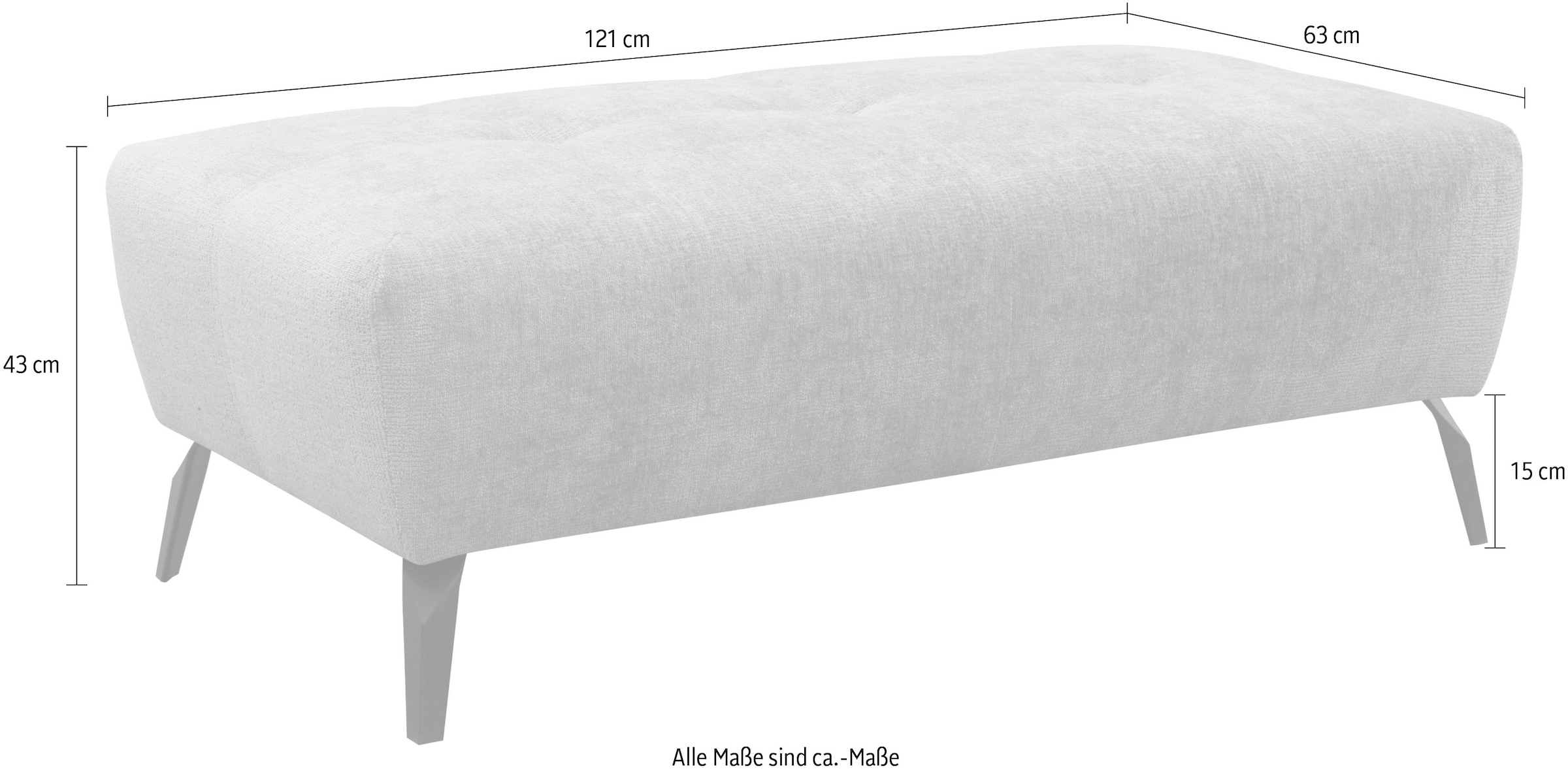 GOODproduct Hocker »Viiborg 121 x 63 cm, mit Steppungen, elegant, modern« pflegeleichter Bezug, extra hohe Füsse - passend für Saugroboter!