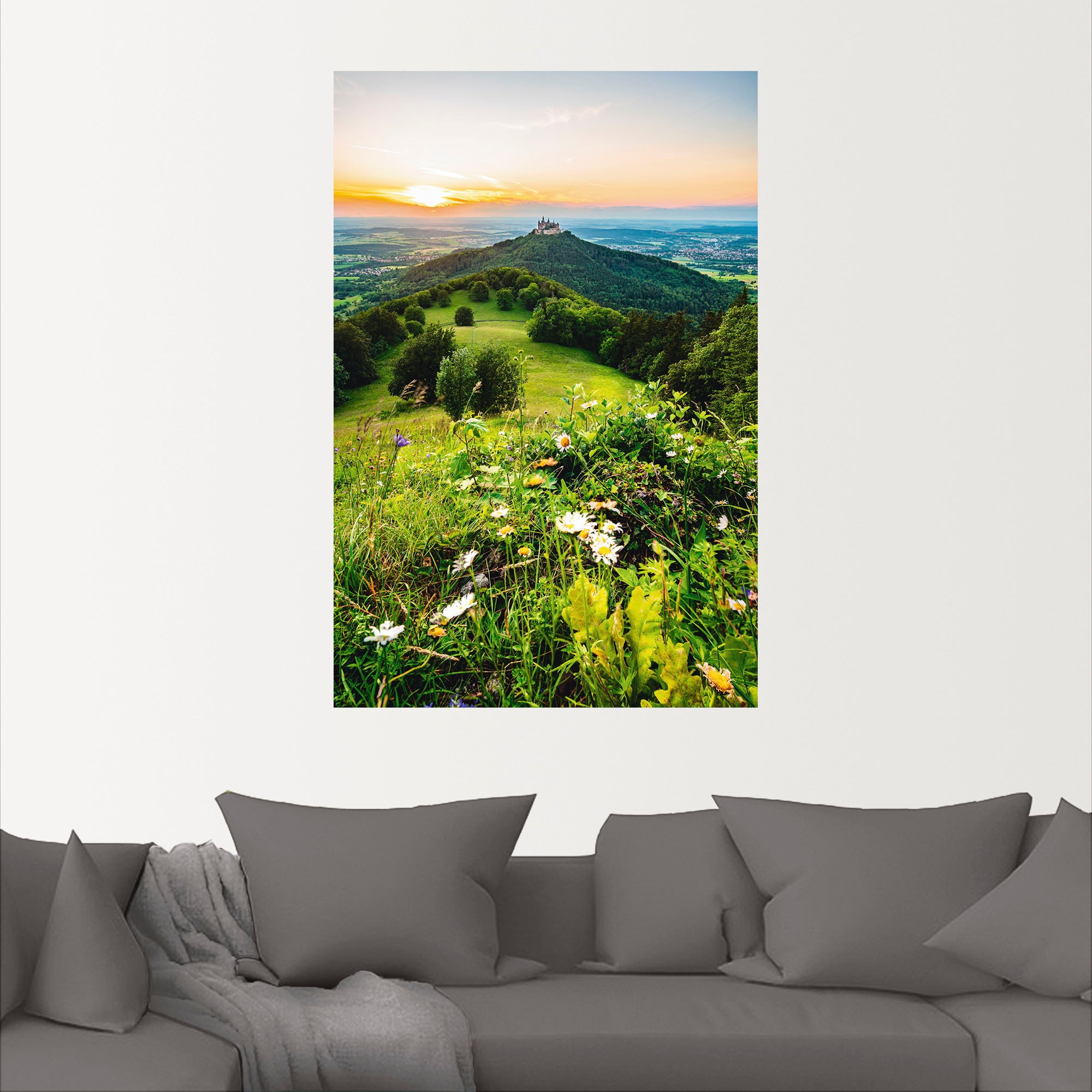 Artland Wandfolie »Burg Hohenzollern bei Sonnenuntergang«, Berge & Alpenbilder, (1 St.), selbstklebend