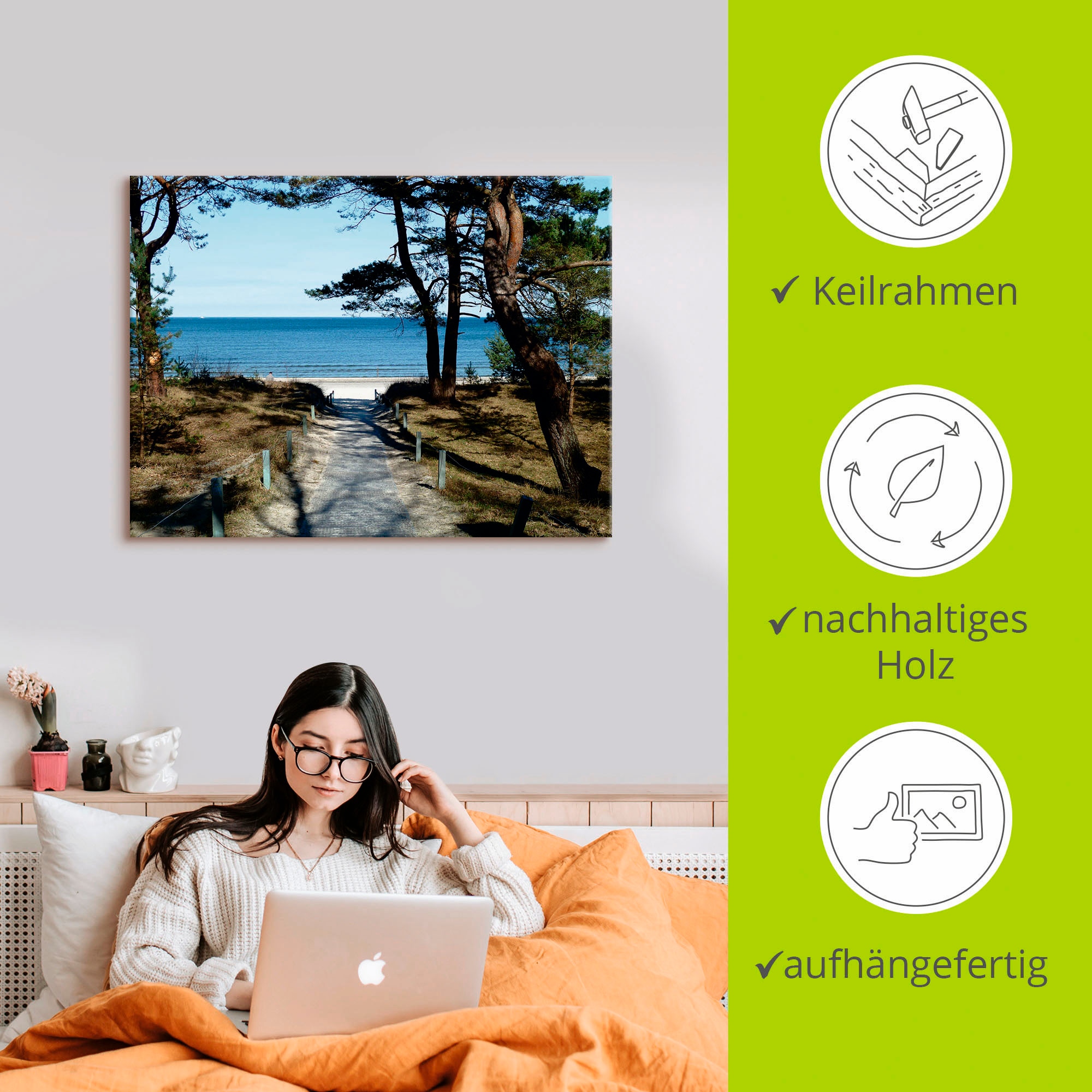 Artland Tableau sur toile »schöne Ostseeküste« 1 cuis tlg. auf Holzrahmen gespannt