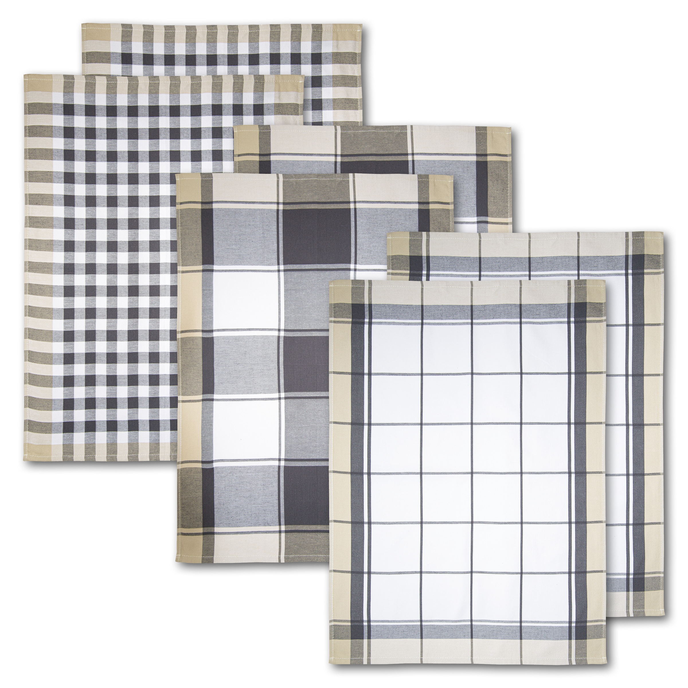 Dyckhoff Geschirrtuch »KARO, Masse je Tuch ca. 50x70 cm«, (Set, 6 tlg.), mit drei verschiedenen Motiven