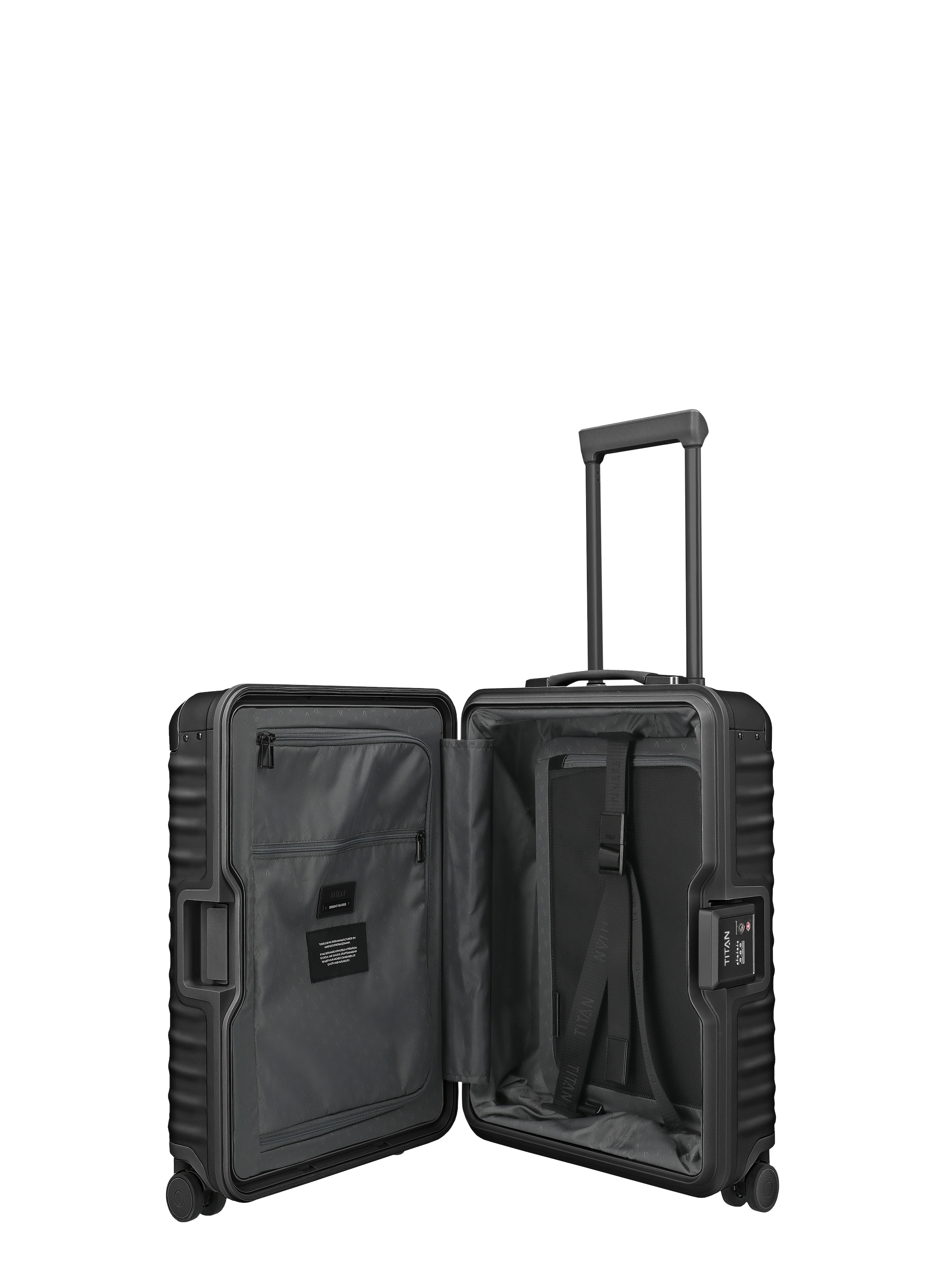 TITAN - Made in Germany Trolley »ETERNITY S23 Aluminium Bordkoffer Made in Germany« 45 l 4 Rollen 100 % aluminium, cadre intelligent et poignées en cuir véritable