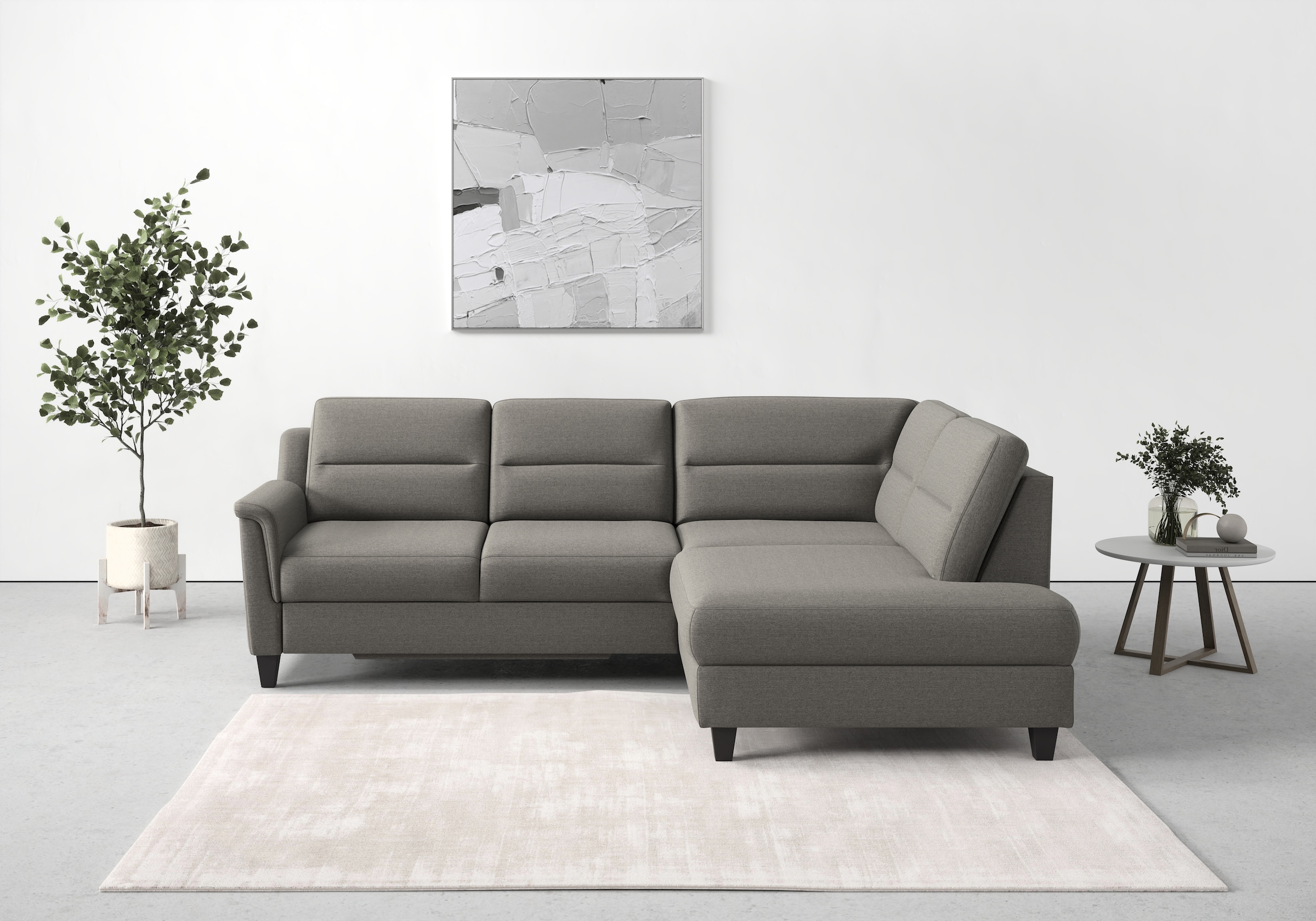 sit&more Ecksofa »Farö L-Form«, inklusive Federkern, wahlweise mit Bettfunktion und Bettkasten