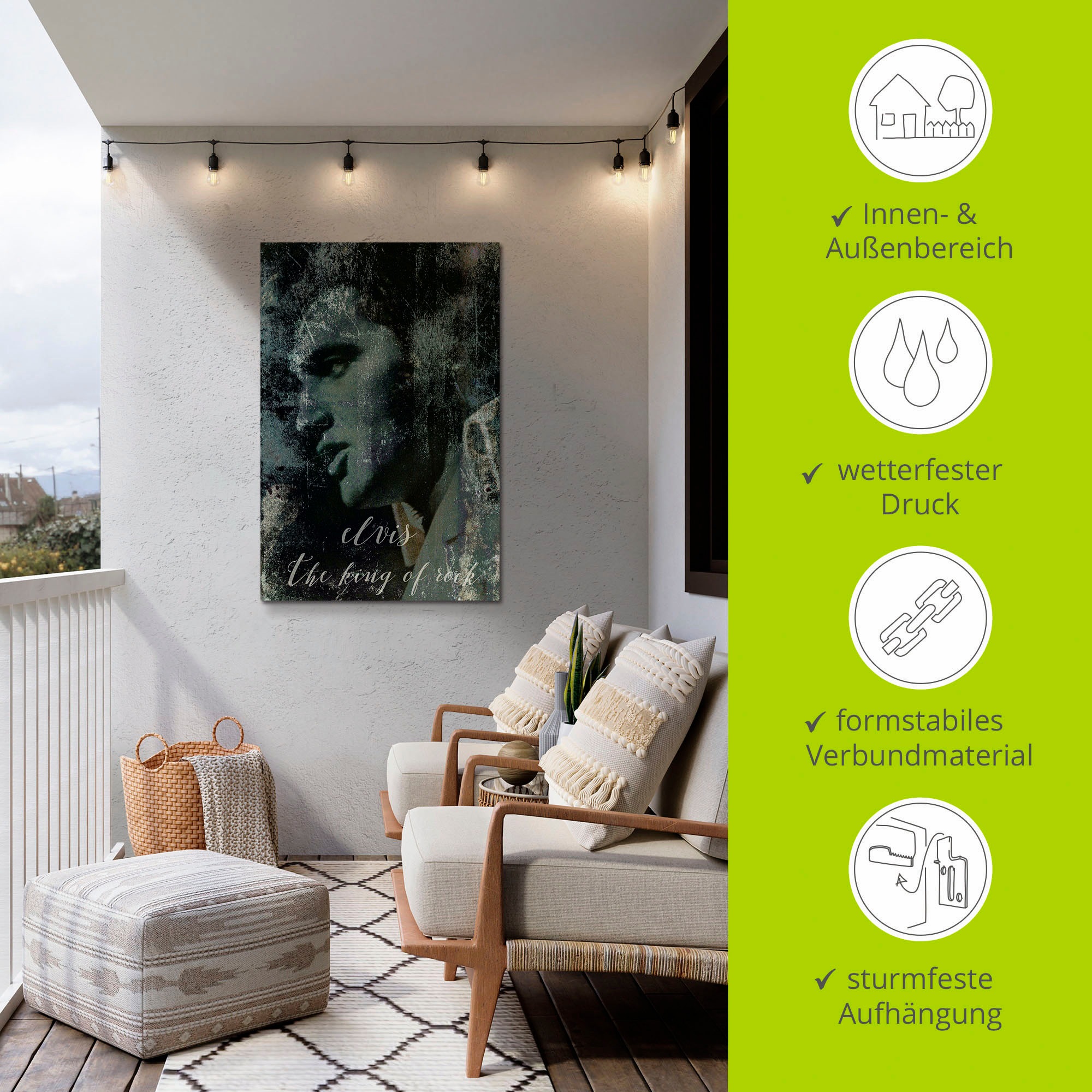 Artland Wandbild »Elvis the King« Musiker 1 Stk. tlg. als Alubild, Outdoorbild, Leinwandbild, Poster, Wandaufkleber