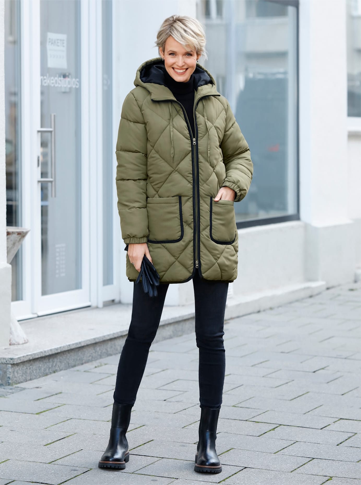 Classic Basics Steppjacke, mit Kapuze