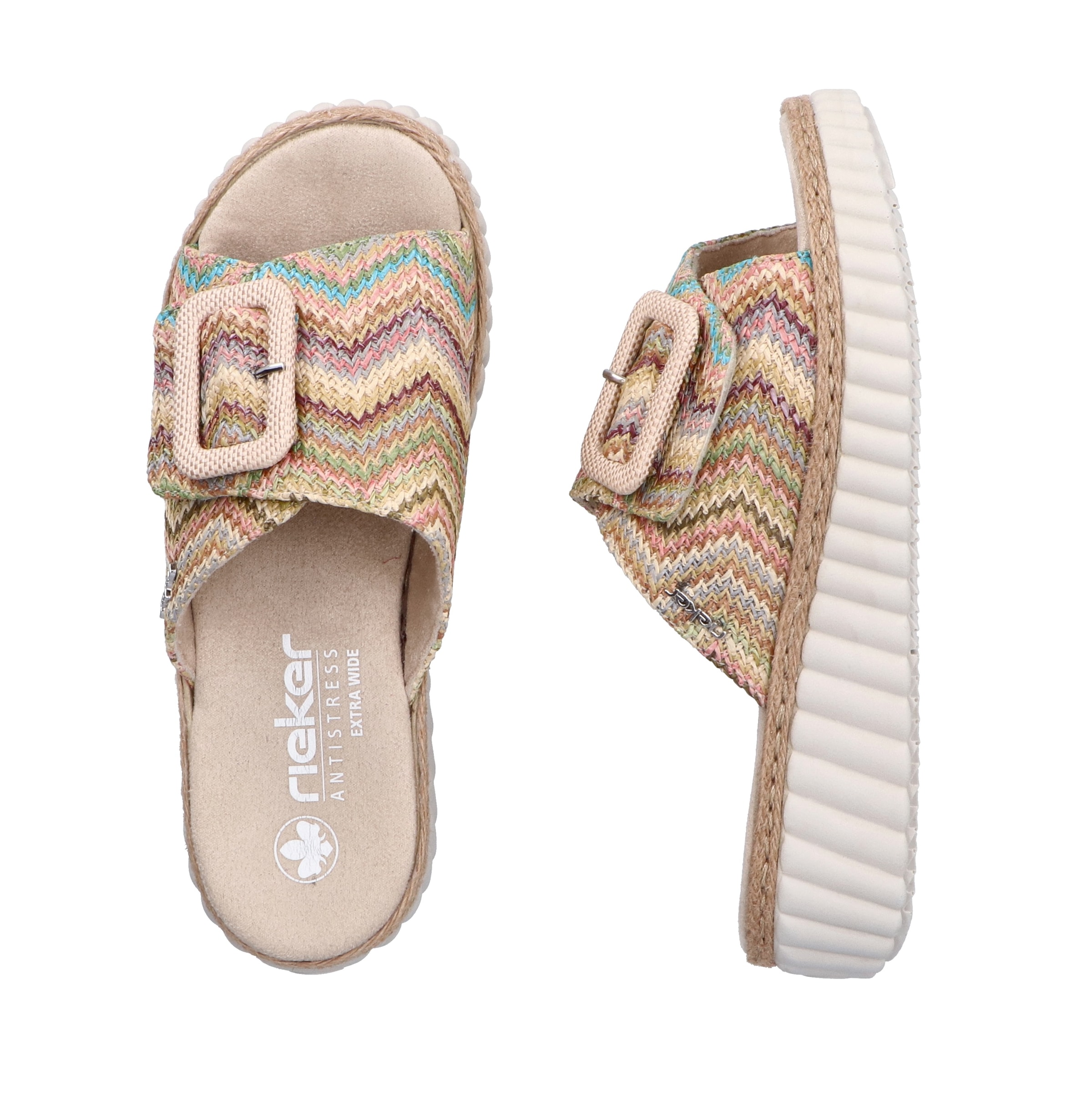 Rieker Keilpantolette  Sommerschuh, Strandschuh, Hausschuh mit praktischem Klettverschluss