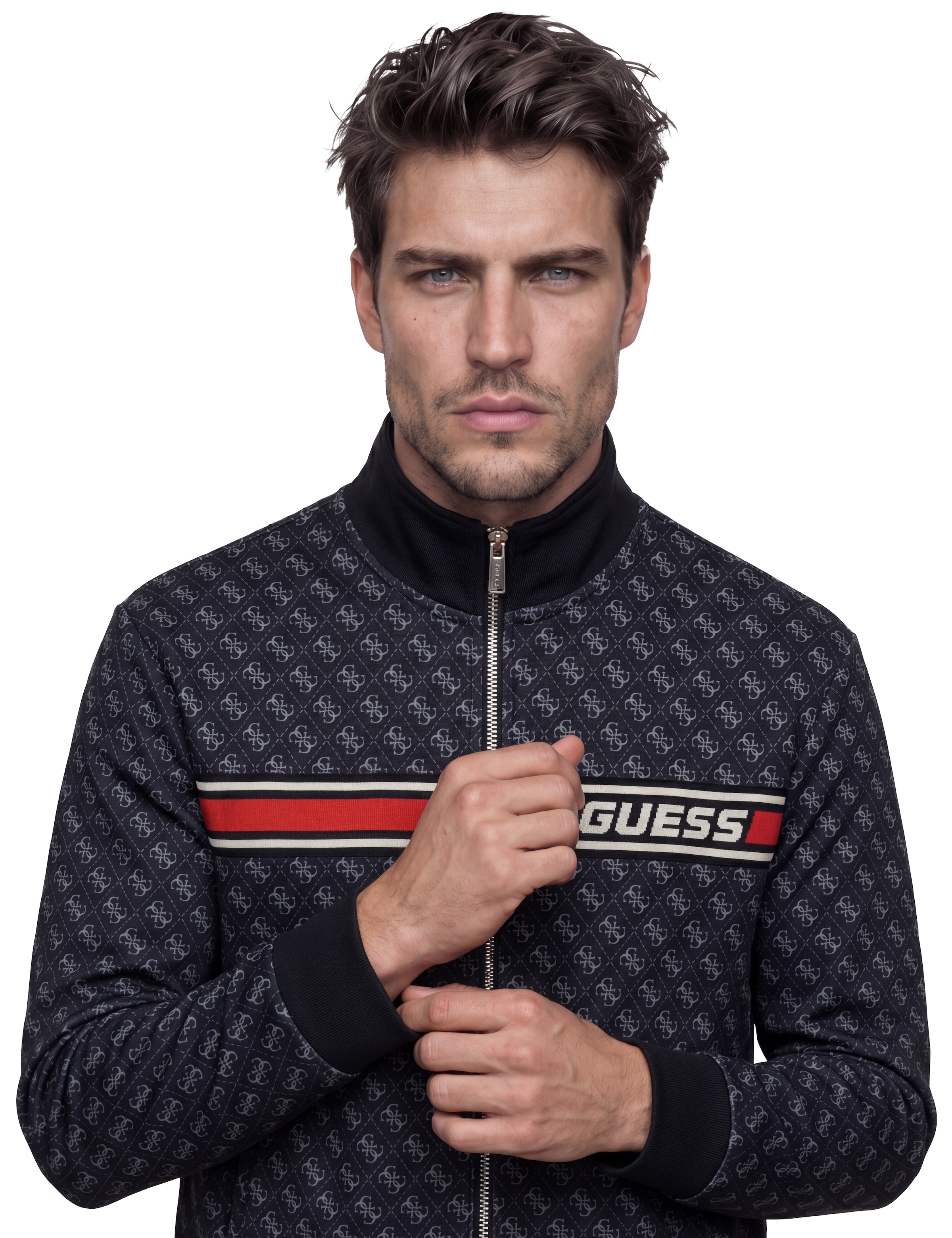 Guess Veste sweat »KORBIN« Stehkragen, Regular Fit, Eingrifftaschen