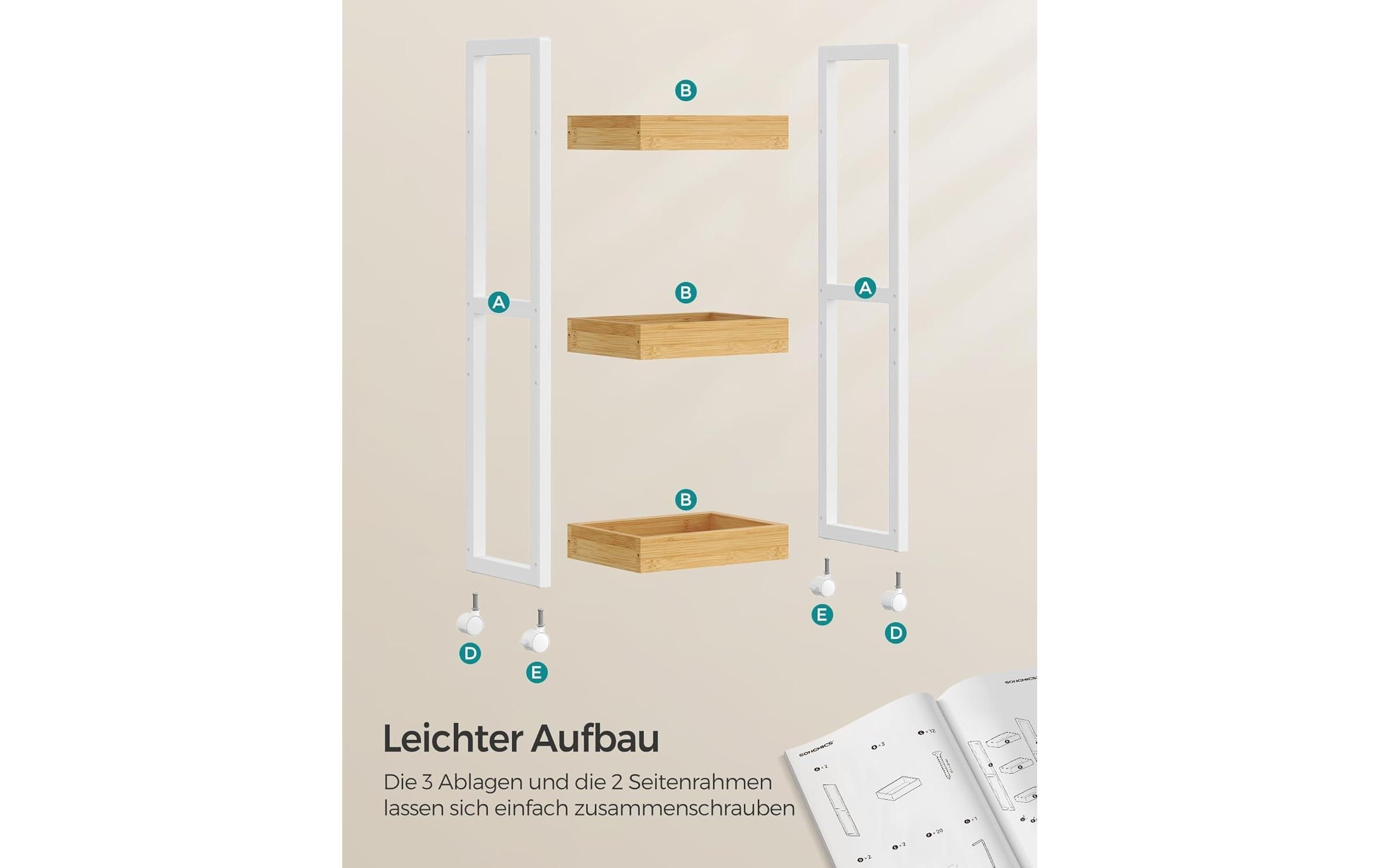 SONGMICS Étagère »mit 3 Ebenen 30 x 20 x 80 cm«