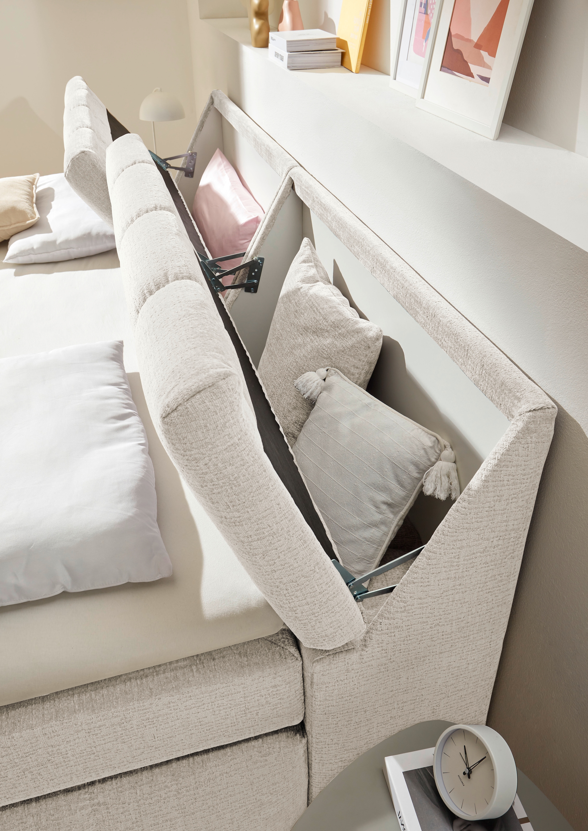 ED EXCITING DESIGN Lit boxspring »Elkford, Familienbett in der Grösse 240x200cm« inkl. Stauraum im Kopfteil