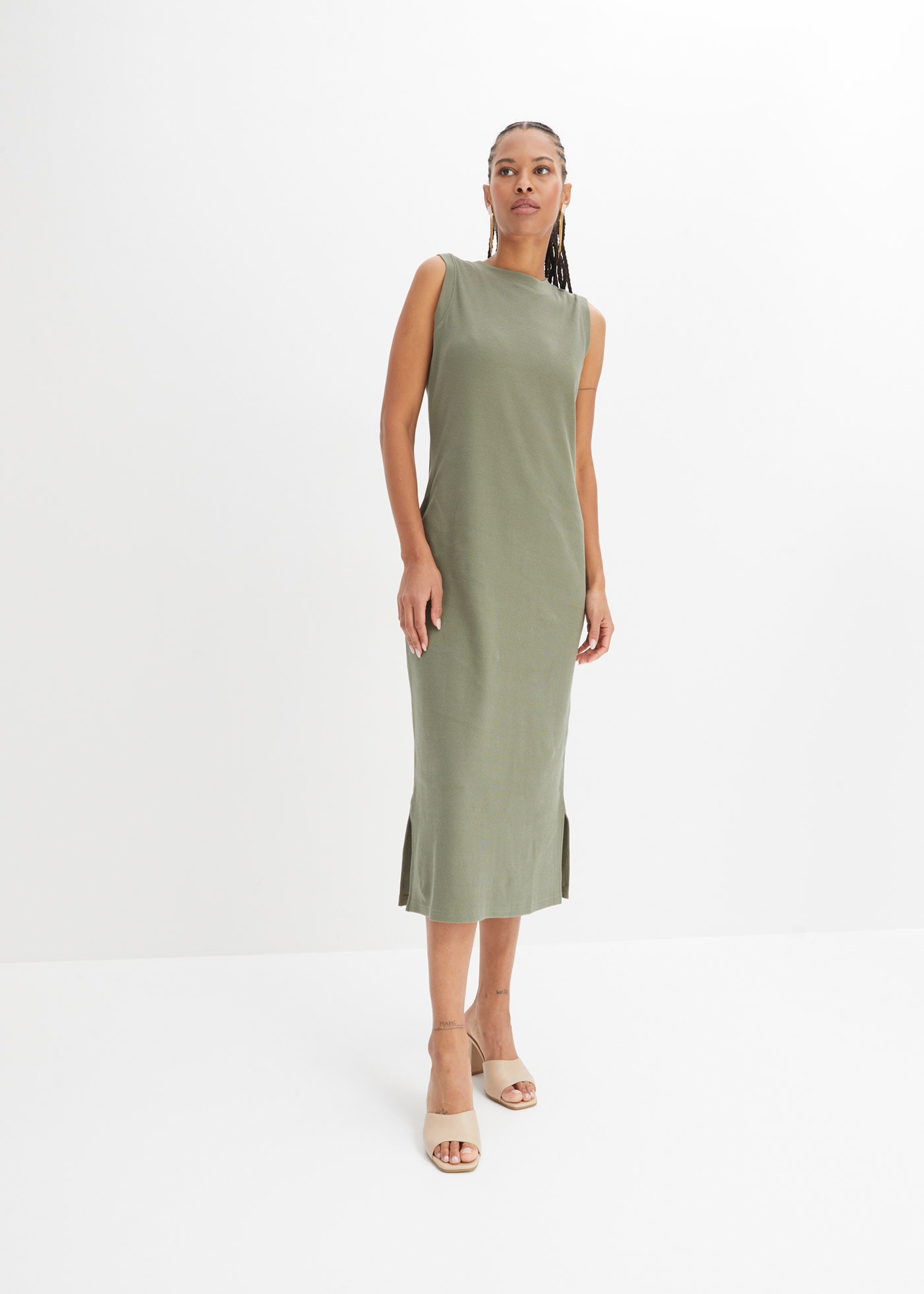 Image of bonprix Jerseykleid aus Rippjersey, mit rundem geripptem Halsausschnitt, ohne Ärmel