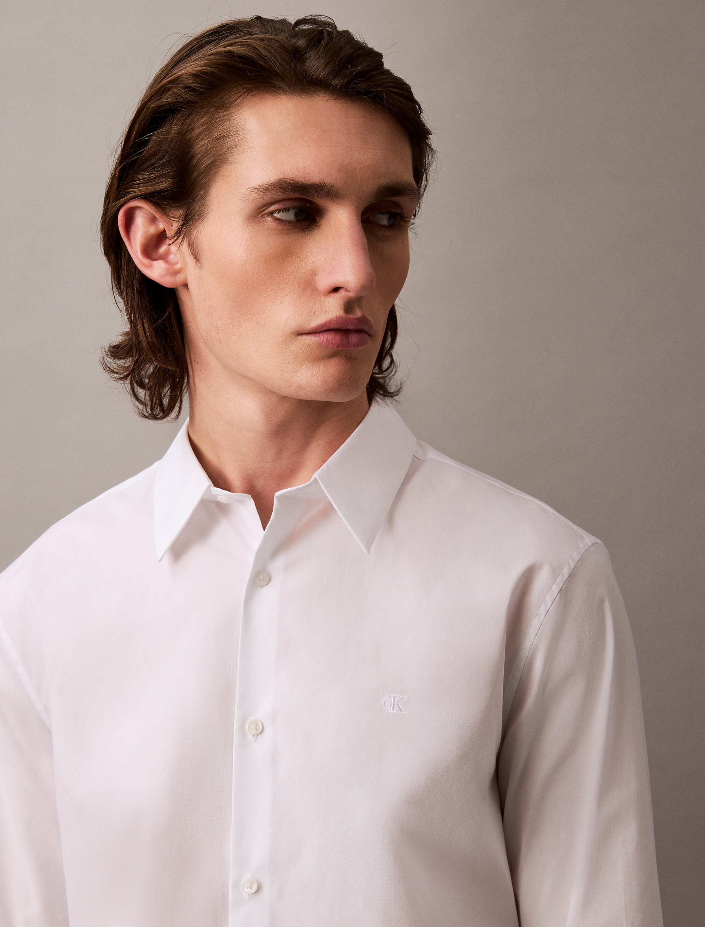 Calvin Klein Langarmhemd »LS SOLID STRETCH SLIM SHIRT«, in Unifarbe