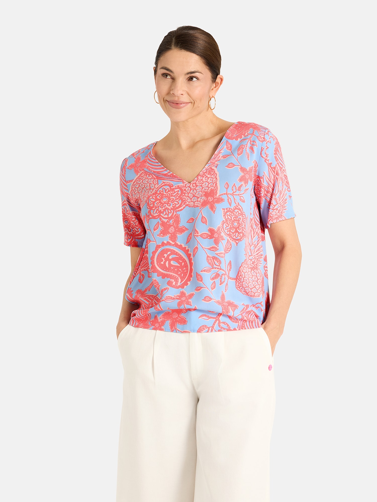 Image of Lieblingsstück Shirtbluse "RenaL" mit Allover-Print, V-Ausschnitt