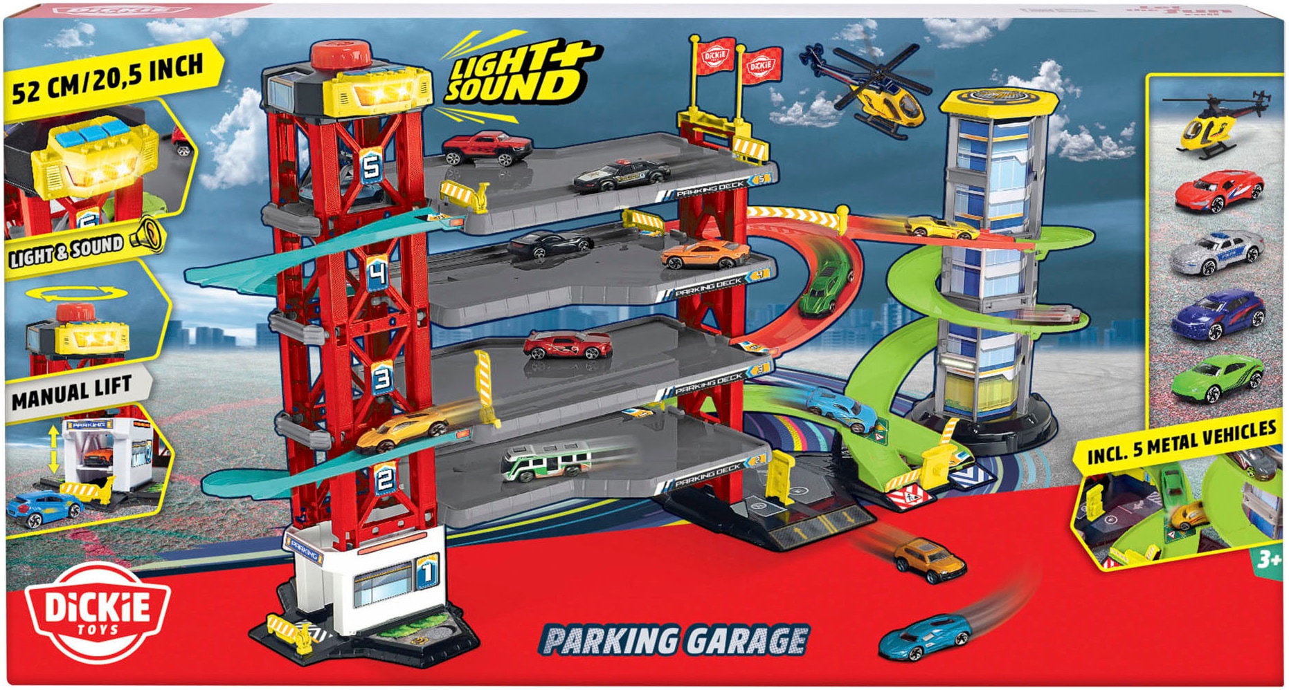 Dickie Toys Garage de parc de jeu »Parking Garage« inklusive 5 Fahrzeuge; mit Licht und Sound