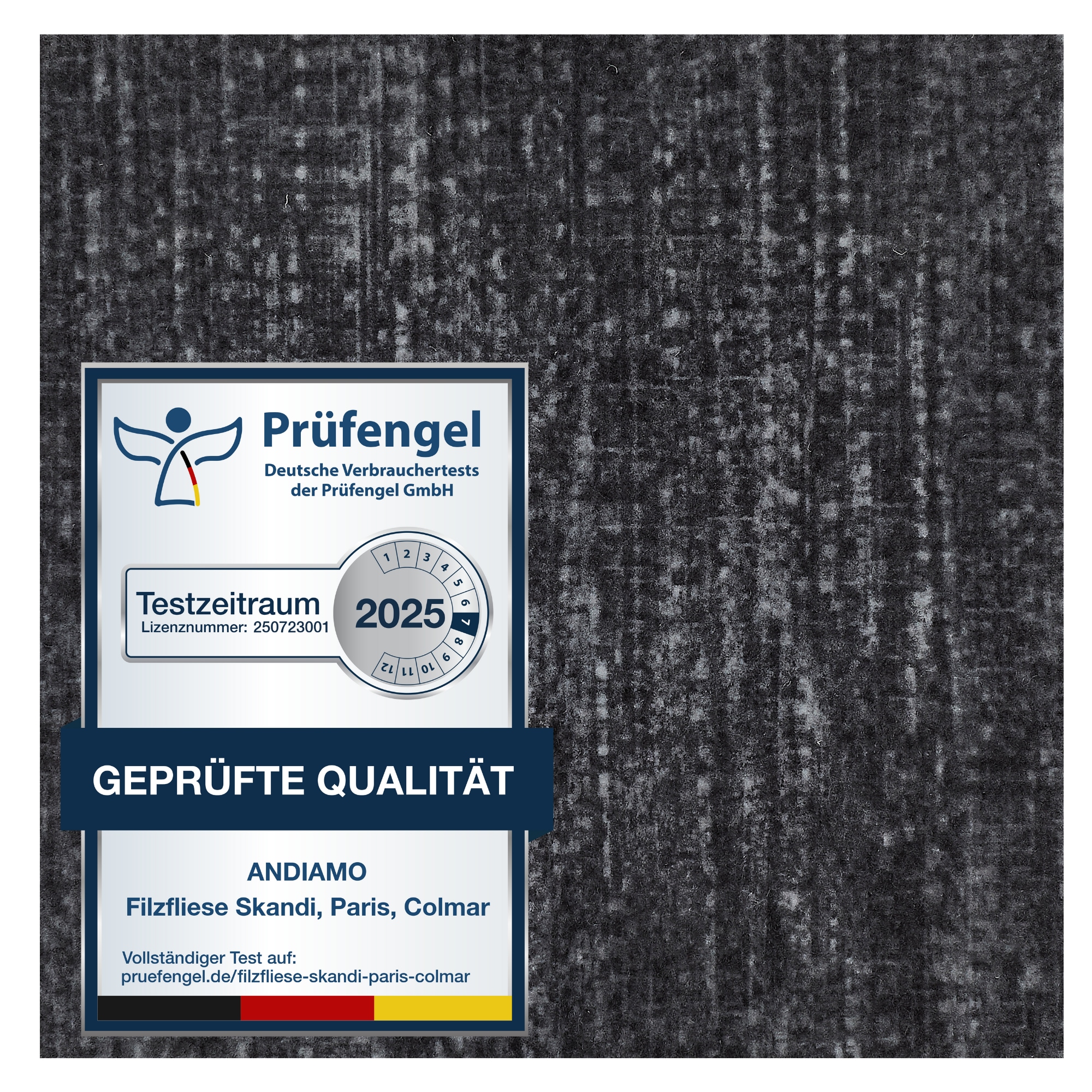 Image of Andiamo Teppichfliese "Paris Nadelfilz, Gesamthöhe 4 mm" quadratisch 40x40 cm, selbstklebend, robust & strapazierfähig, 25 Stück (4 qm)