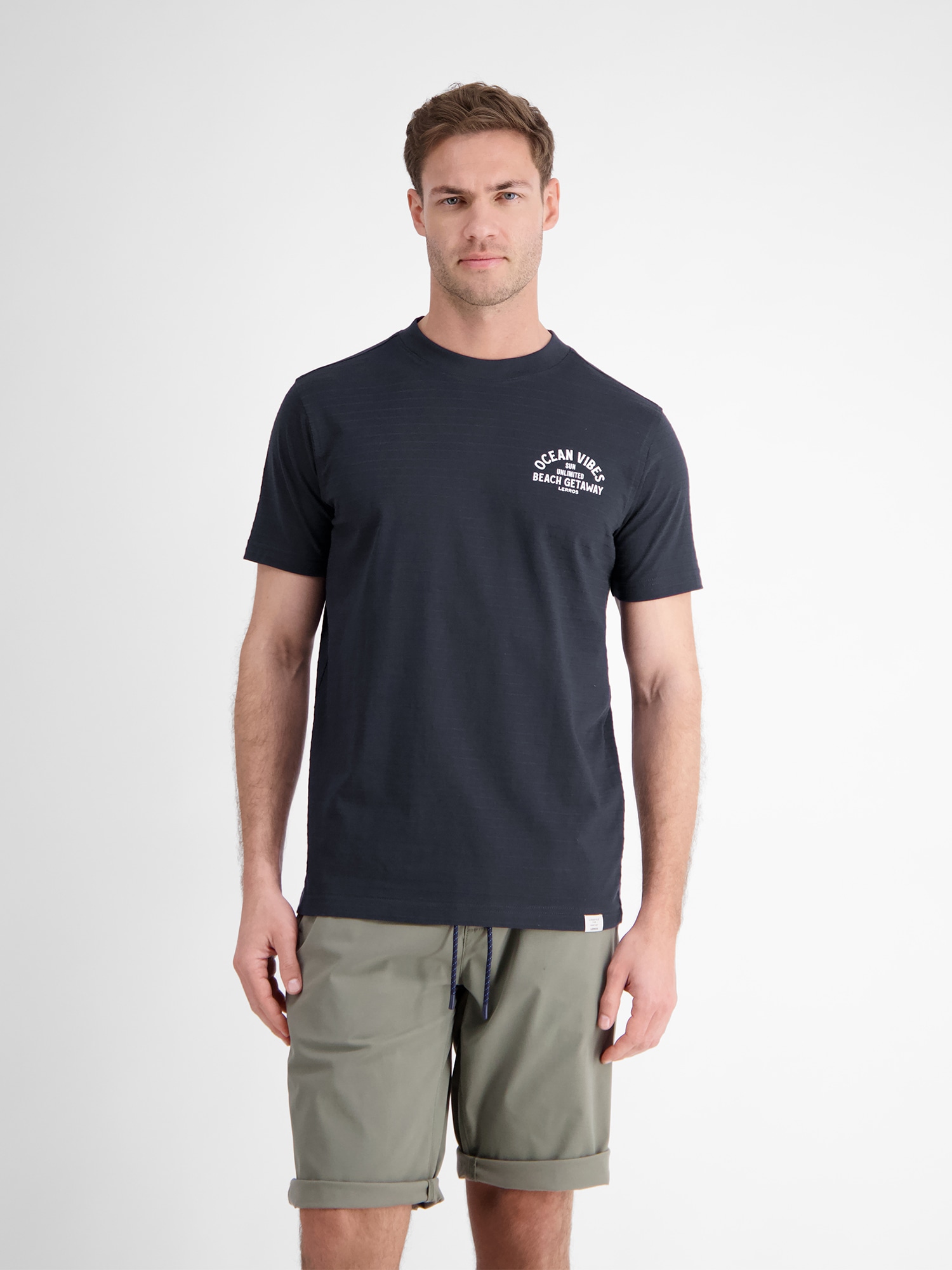 Image of LERROS T-Shirt "Gestreiftes T-Shirt mit Front und Backprint"