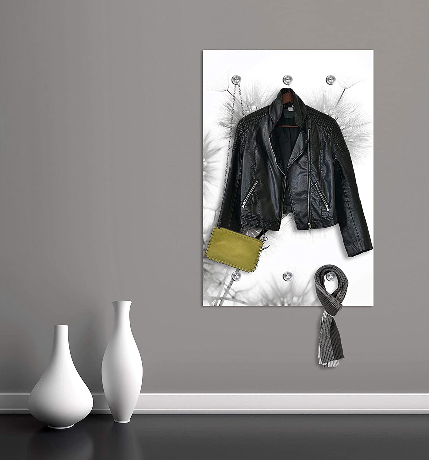 Image of queence Garderobenleiste "Alamea" Pusteblume, schwarz, weiss, Garderobe