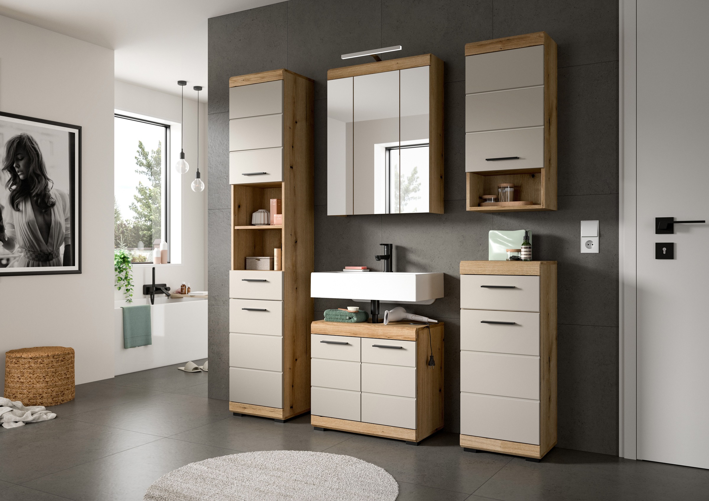 welltime Badmöbel-Set »Siena, 2 teilig, inklusive LED Beleuchtung, bestehend aus:« Set, TOPSELLER!, 