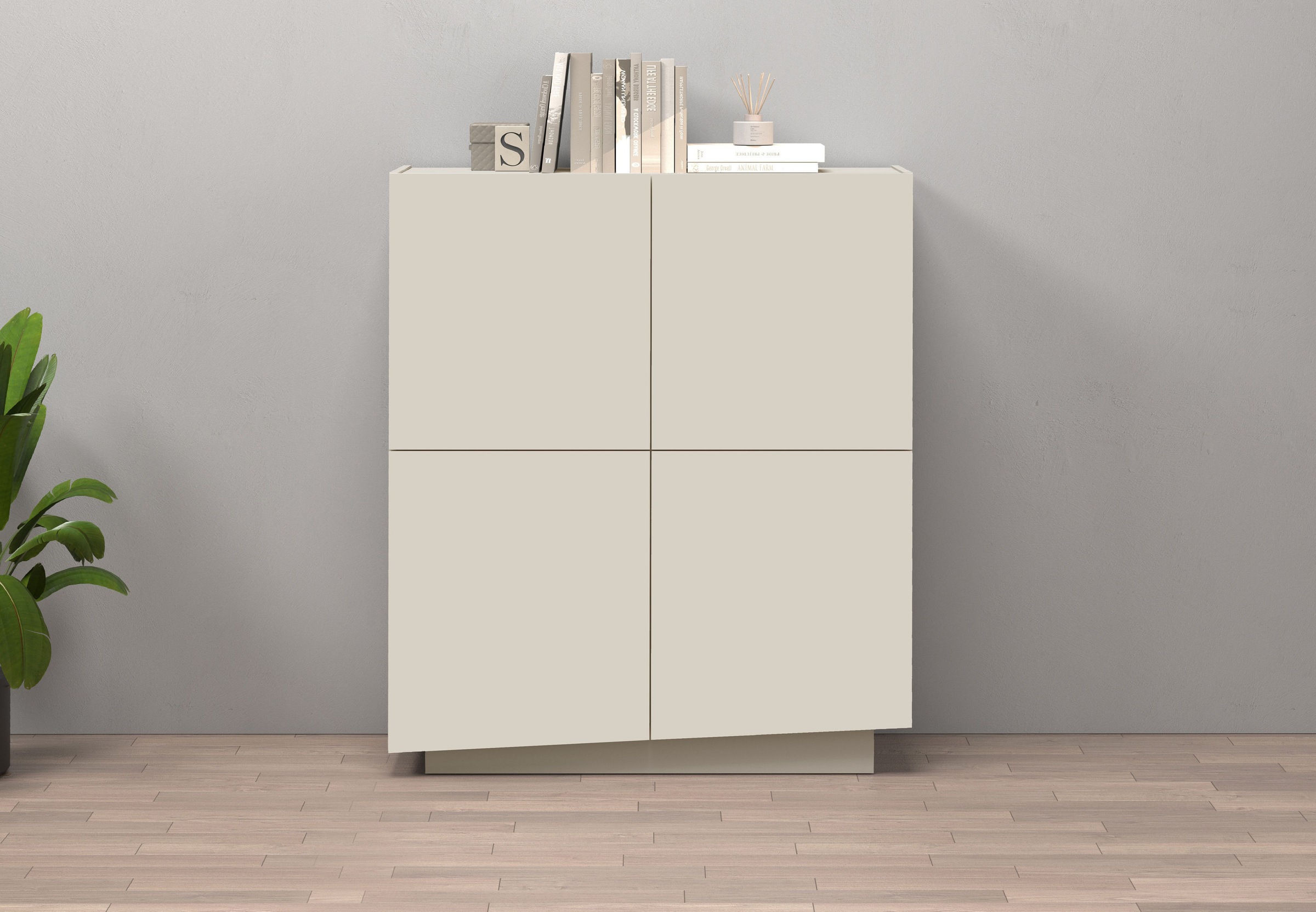 Image of GOODproduct Highboard "VELA, Höhe 120 cm, Design mit schrägen Türen, 8 Fächer, Made in Italy" 1 Stk. tlg. Made in Italy, Masse-B/T/H: 100x35x120,hohes Sideboard,Anrichte,Kommode
