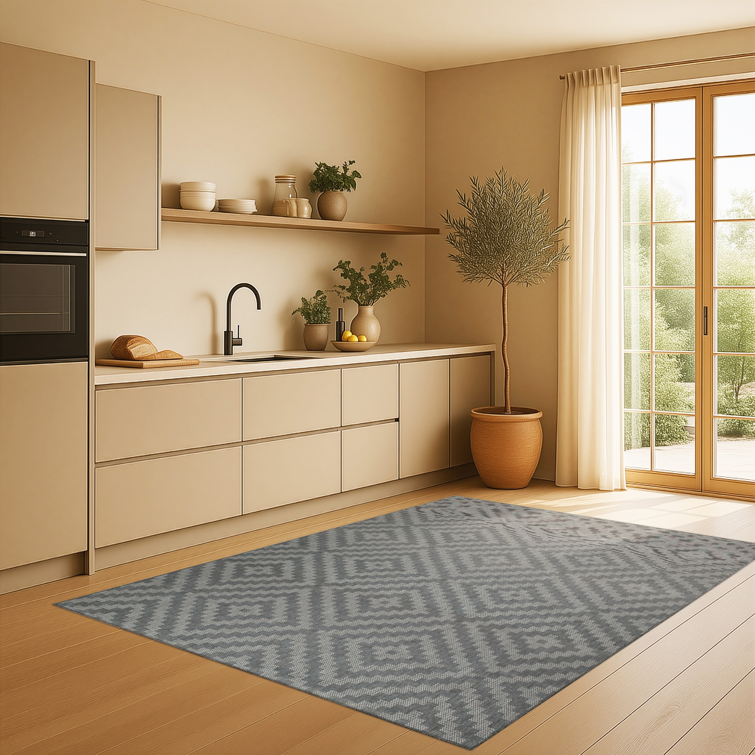 my home Teppich »Cordoba auch als Läufer erhältlich«, rechteckig, 3 mm Höhe, In- und Outdoor geeignet, Sisal-Optik, Wetterfest & UV-beständig, Boho