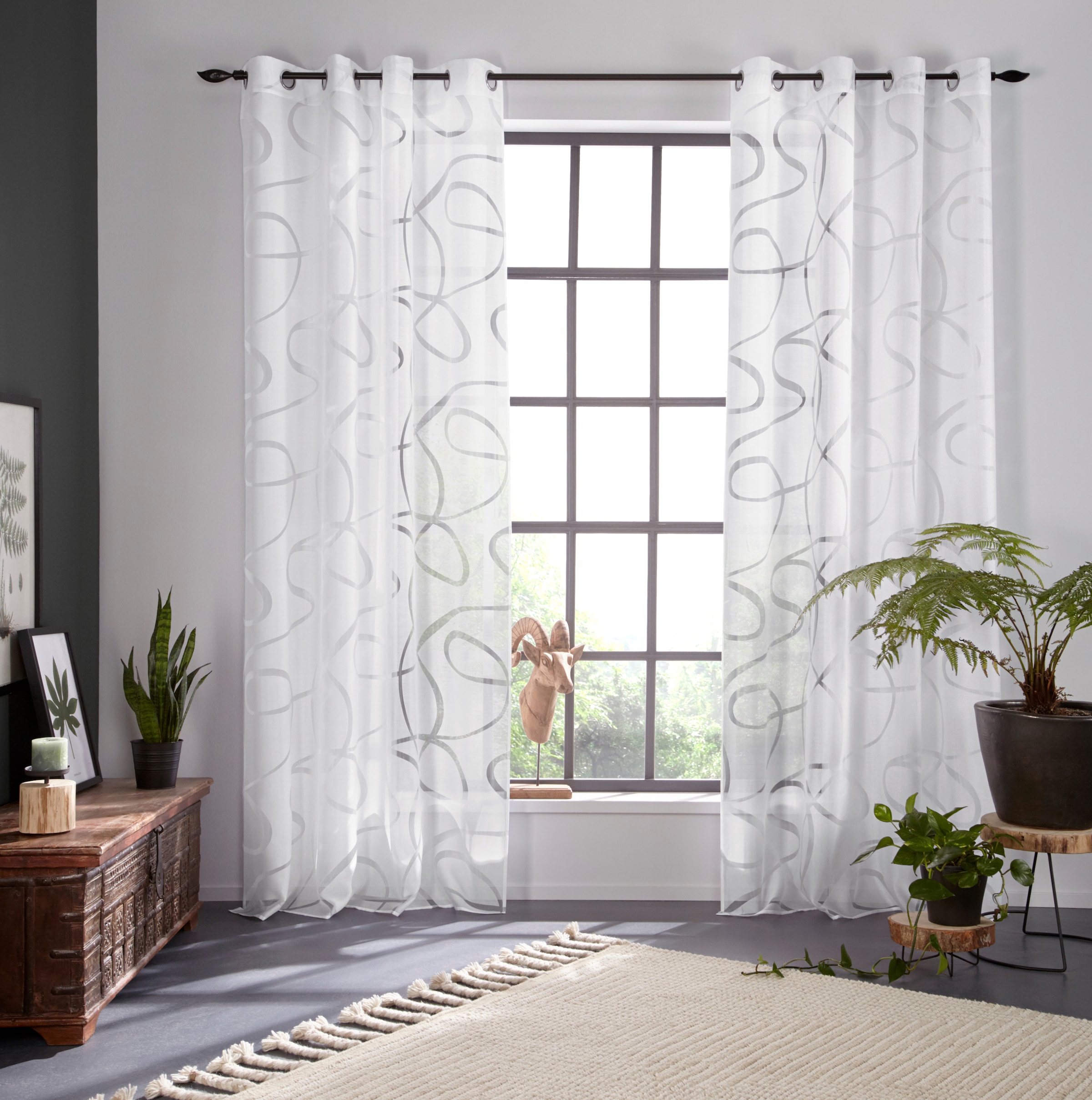 Image of Bruno Banani Gardine "Tilo, 1 Stück, Ösen, transparent, gewebt" Ösen 1 Stk. tlg. transparent, Ausbrenner, gewebt, verschiedene Grössen