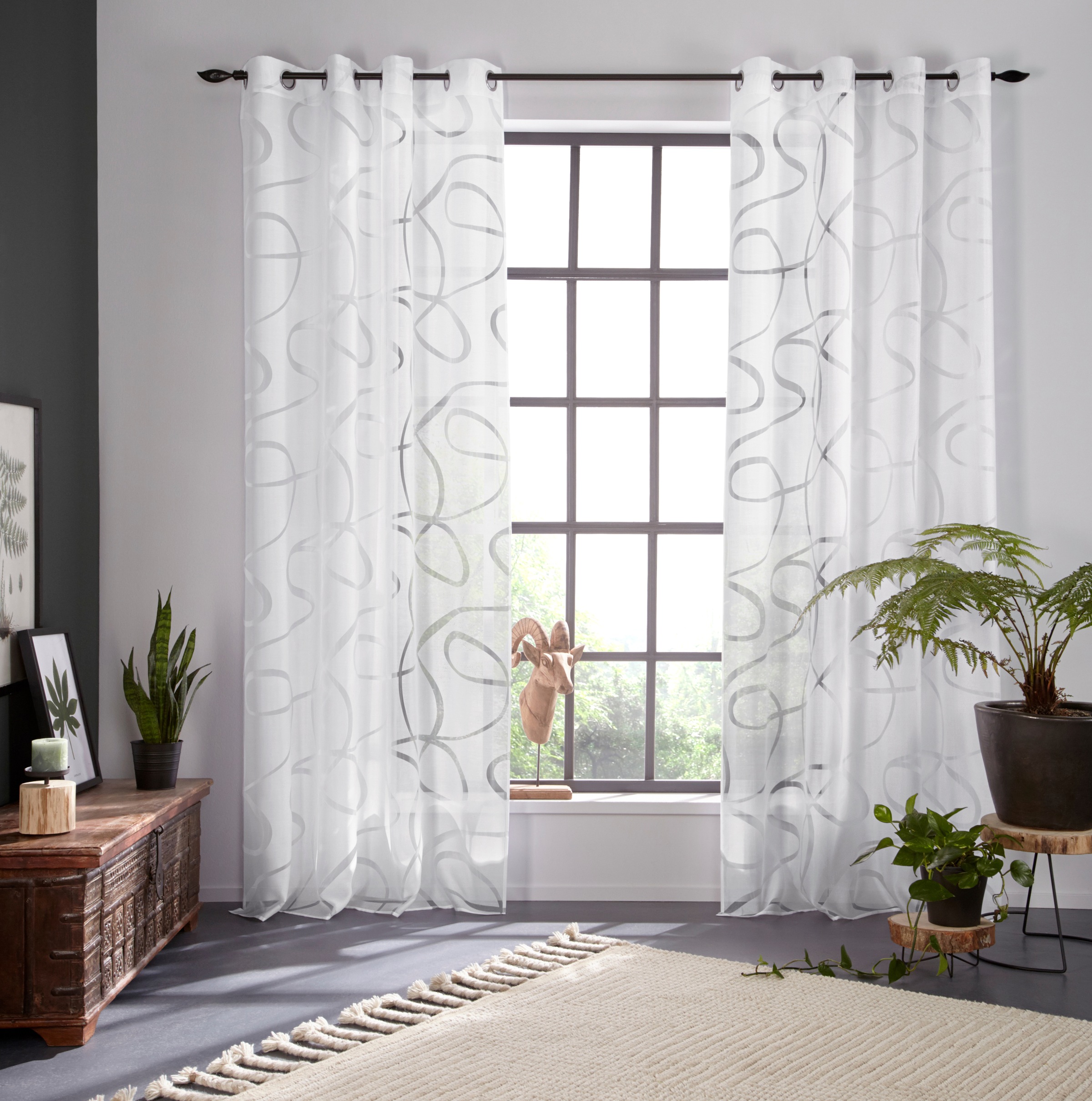Image of Bruno Banani Gardine "Tilo" Ösen 1 Stk. tlg. transparent, Ausbrenner, gewebt, verschiedene Grössen