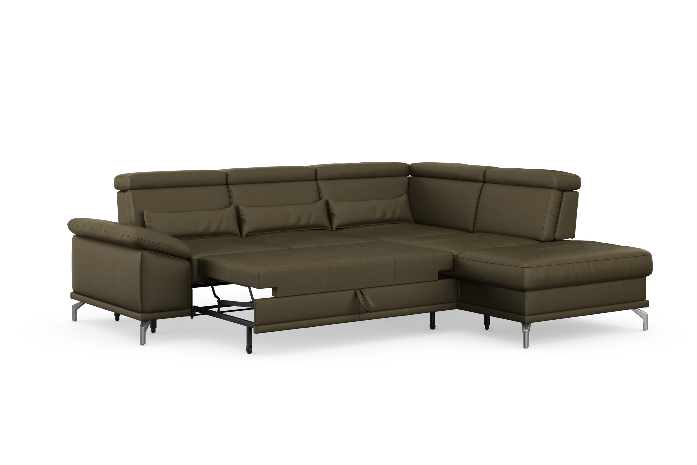sit&more Ecksofa »Cabrio L-Form, mit Sitztiefenverstellung, Arm- und Kopfteilverstellung«, 3 Nierenkissen, Federkern, optional Bettfunktion und Stauraum