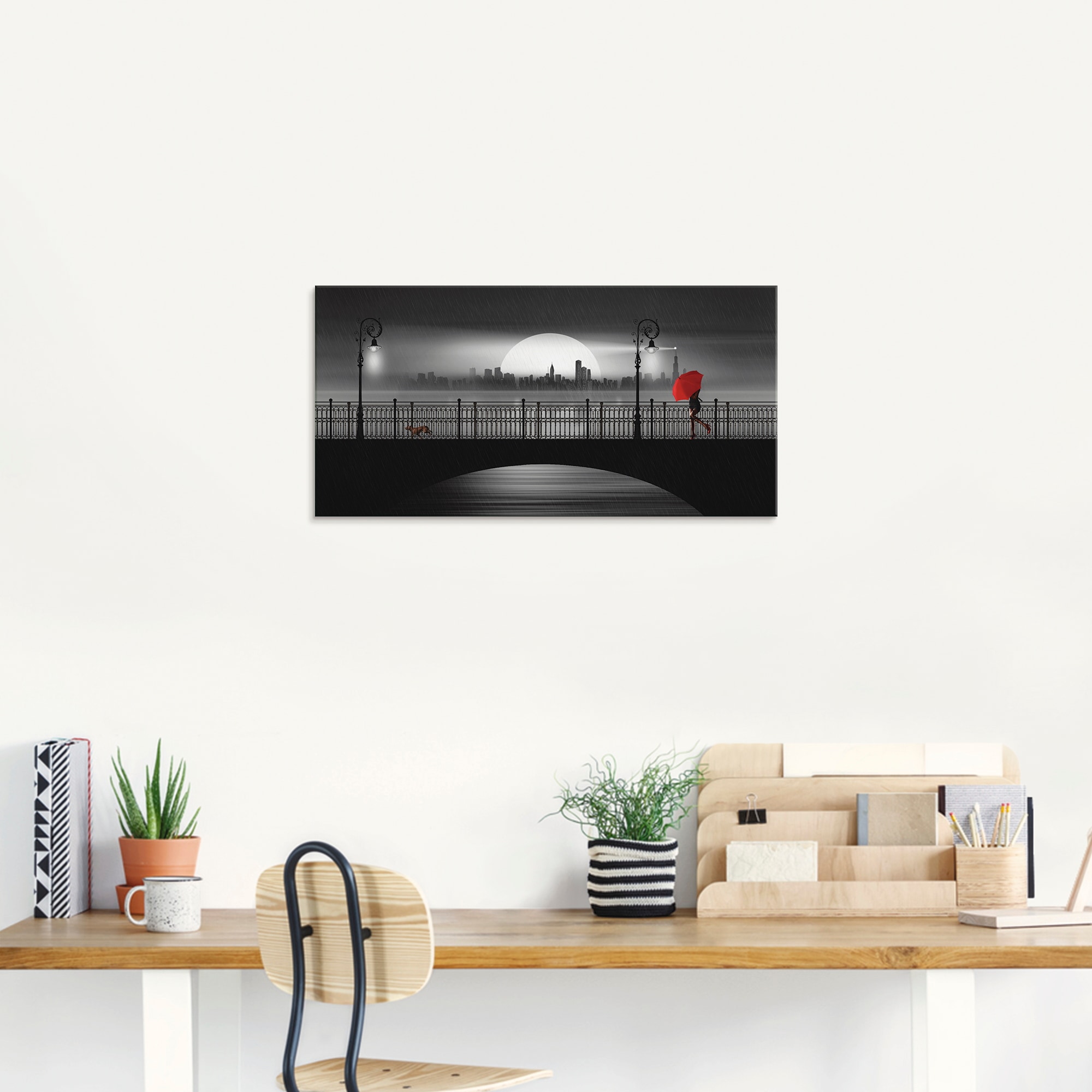 Artland Glasbild »Die Brücke im Regen«, Brücken, (1 St.), in verschiedenen Grössen