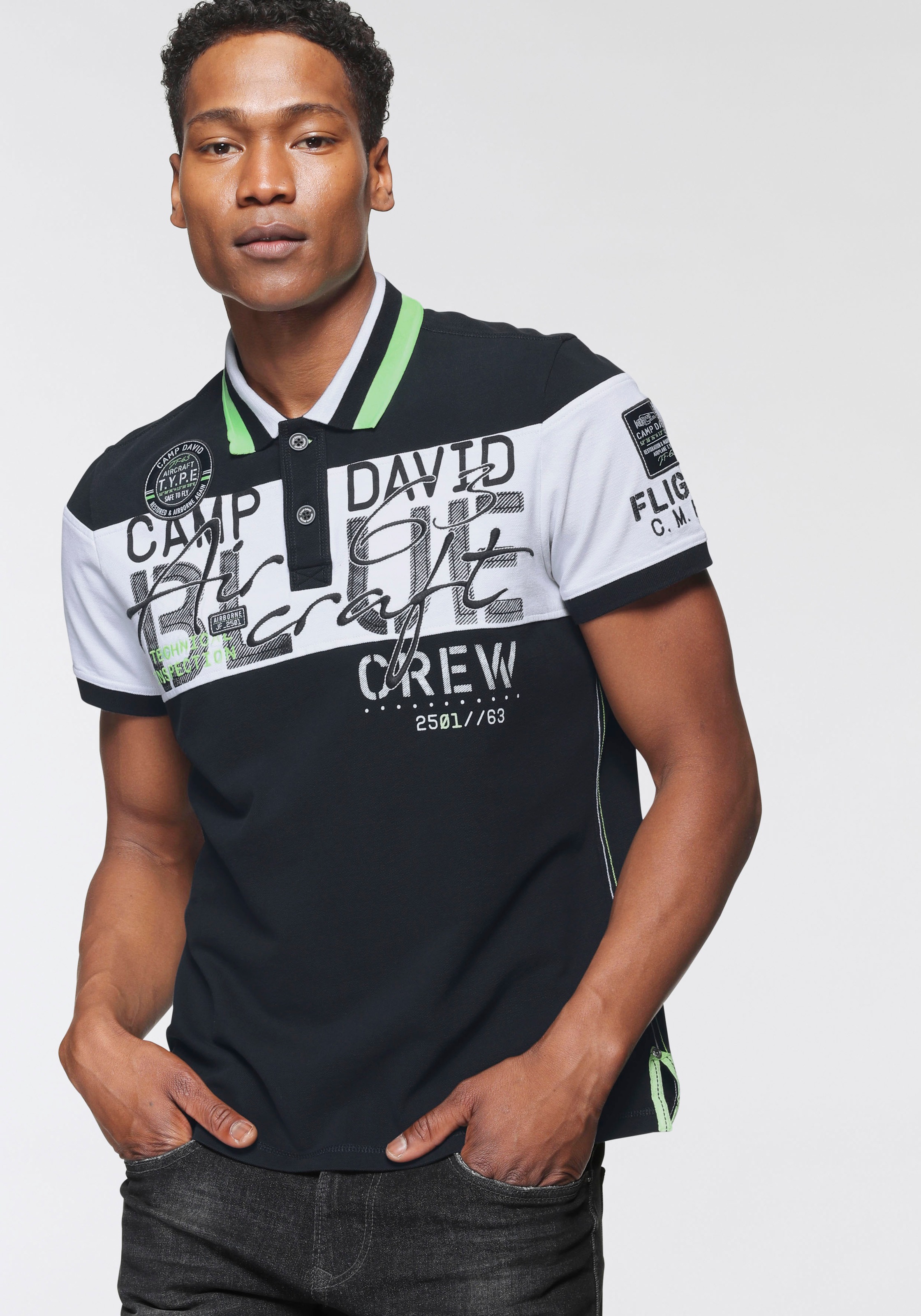 Image of CAMP DAVID Poloshirt, mit Logoschriftzügen bei Ackermann Versand Schweiz