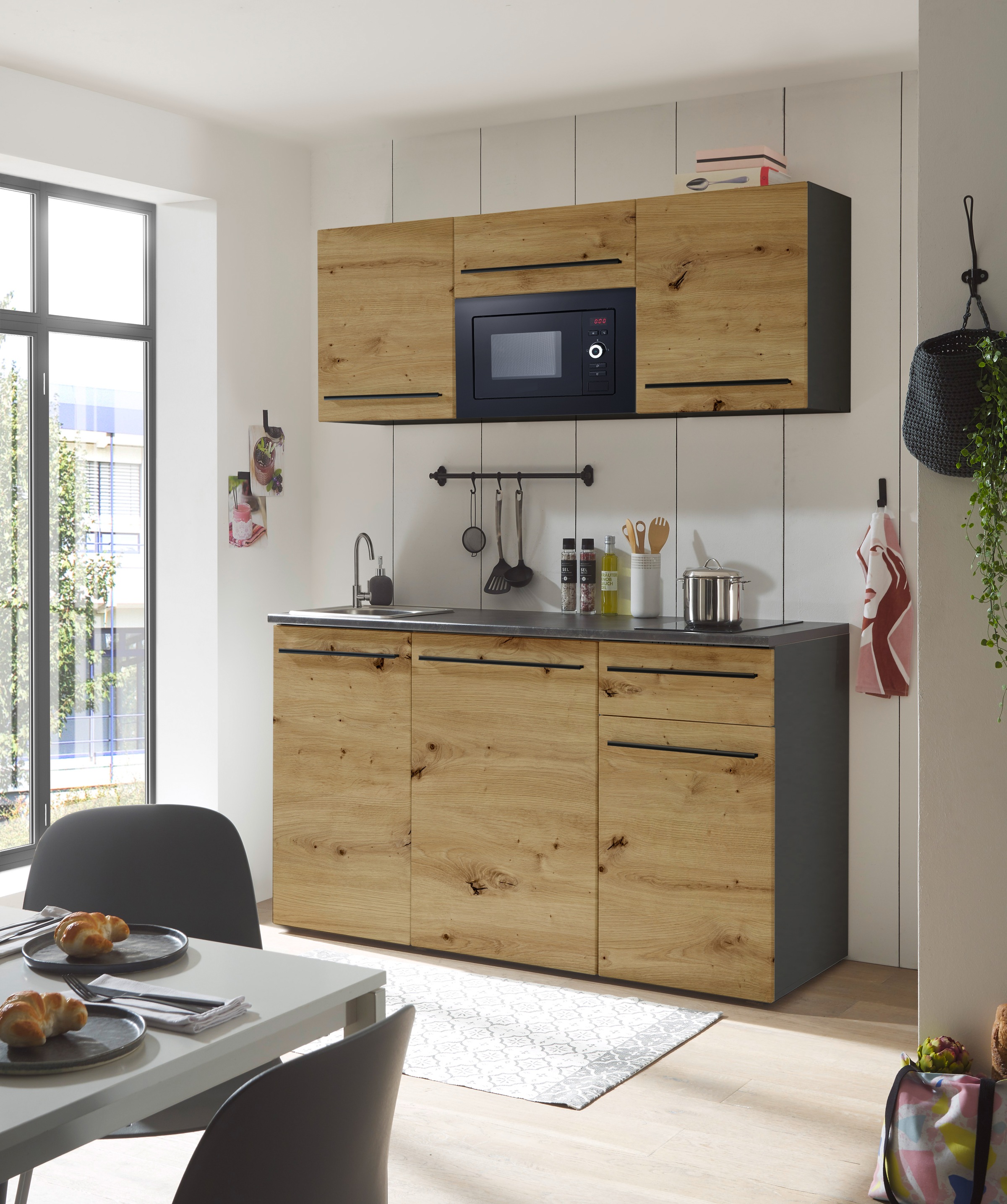 BASIC by Balculina Kitchenette »Jazz Singleküche« largeur 160 cm, avec appareils électriques et micro-ondes en option