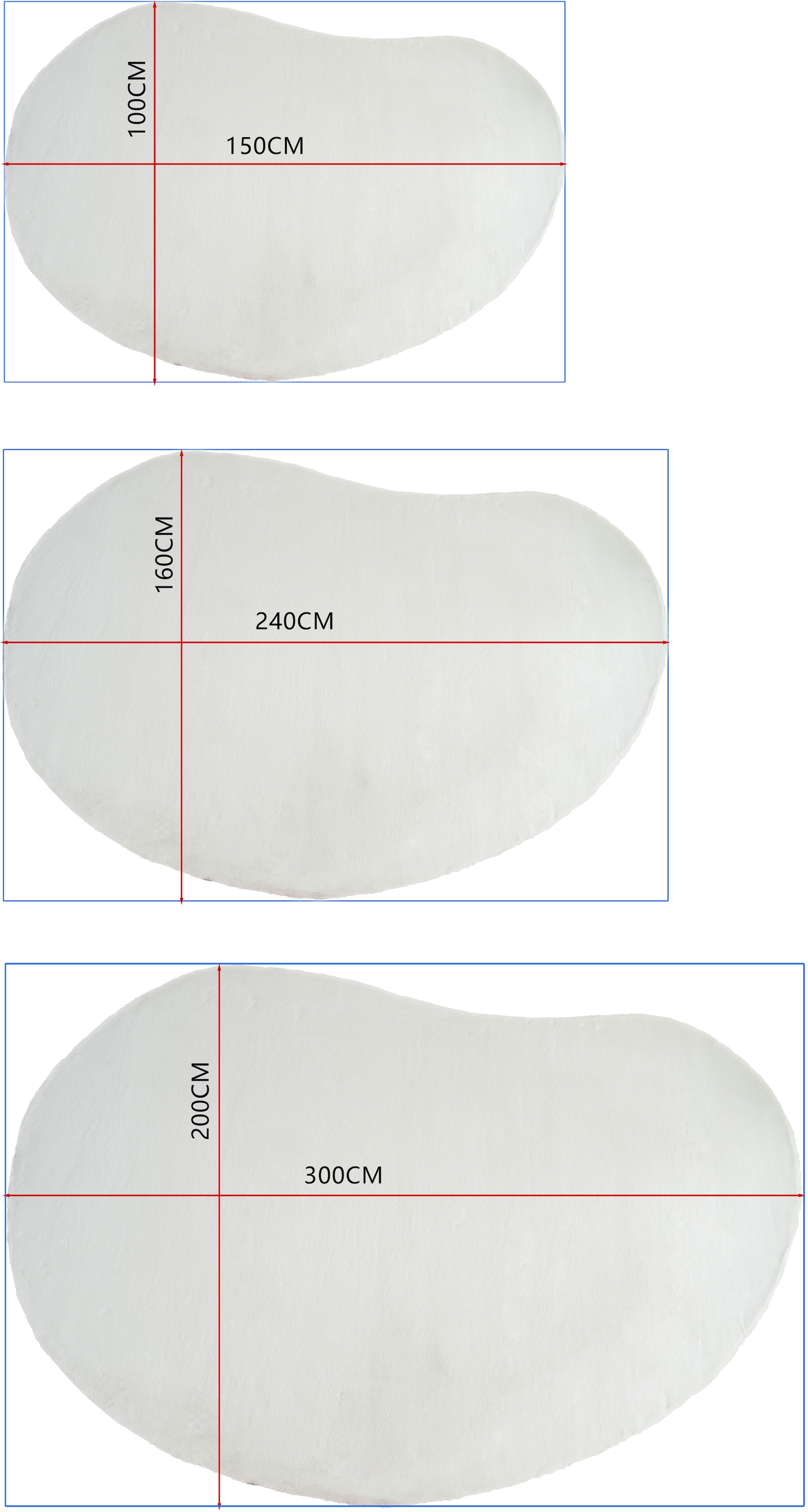 Bruno Banani Hochflor-Teppich »Rabbit 2 Bean, Kunstfell Teppich, Modern, besondere Form« U-förmig 25 mm Höhe Kaninchenfell-Haptik, Microfaser, Wohnzimmer, Schlafzimmer, Esszimmer