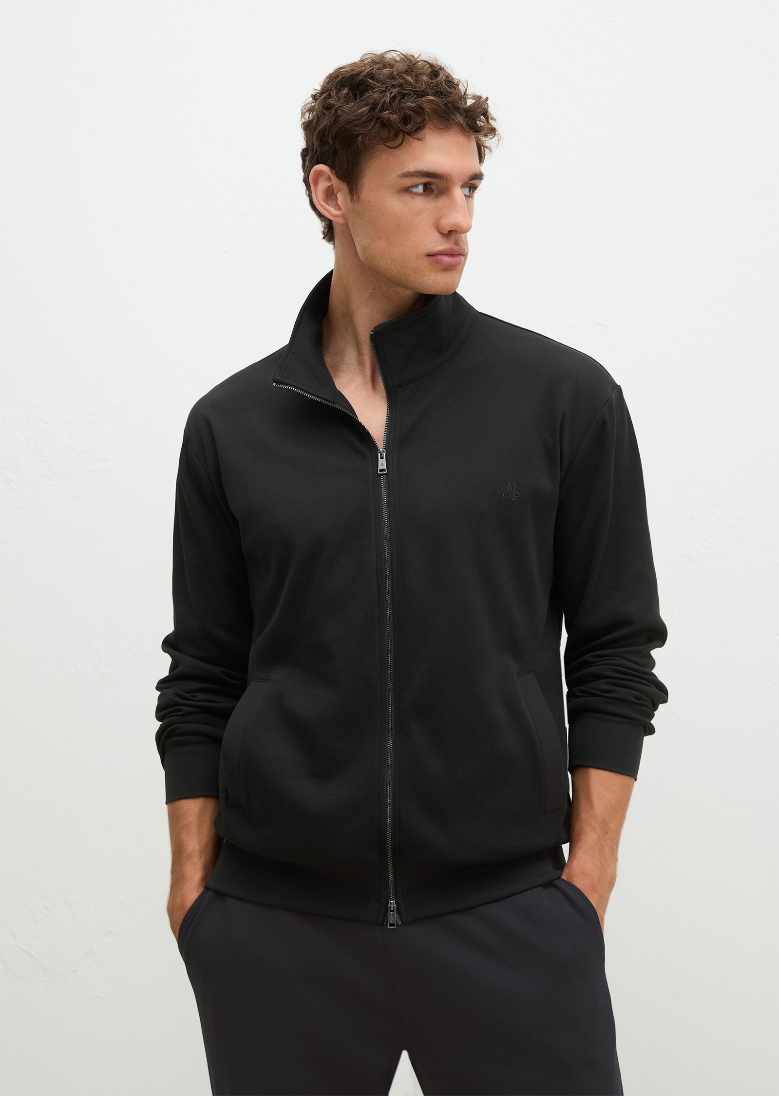 Image of Marc OPolo Sweatjacke mit Stehkragen, für Homewear, aus Interlock, lockere Passform