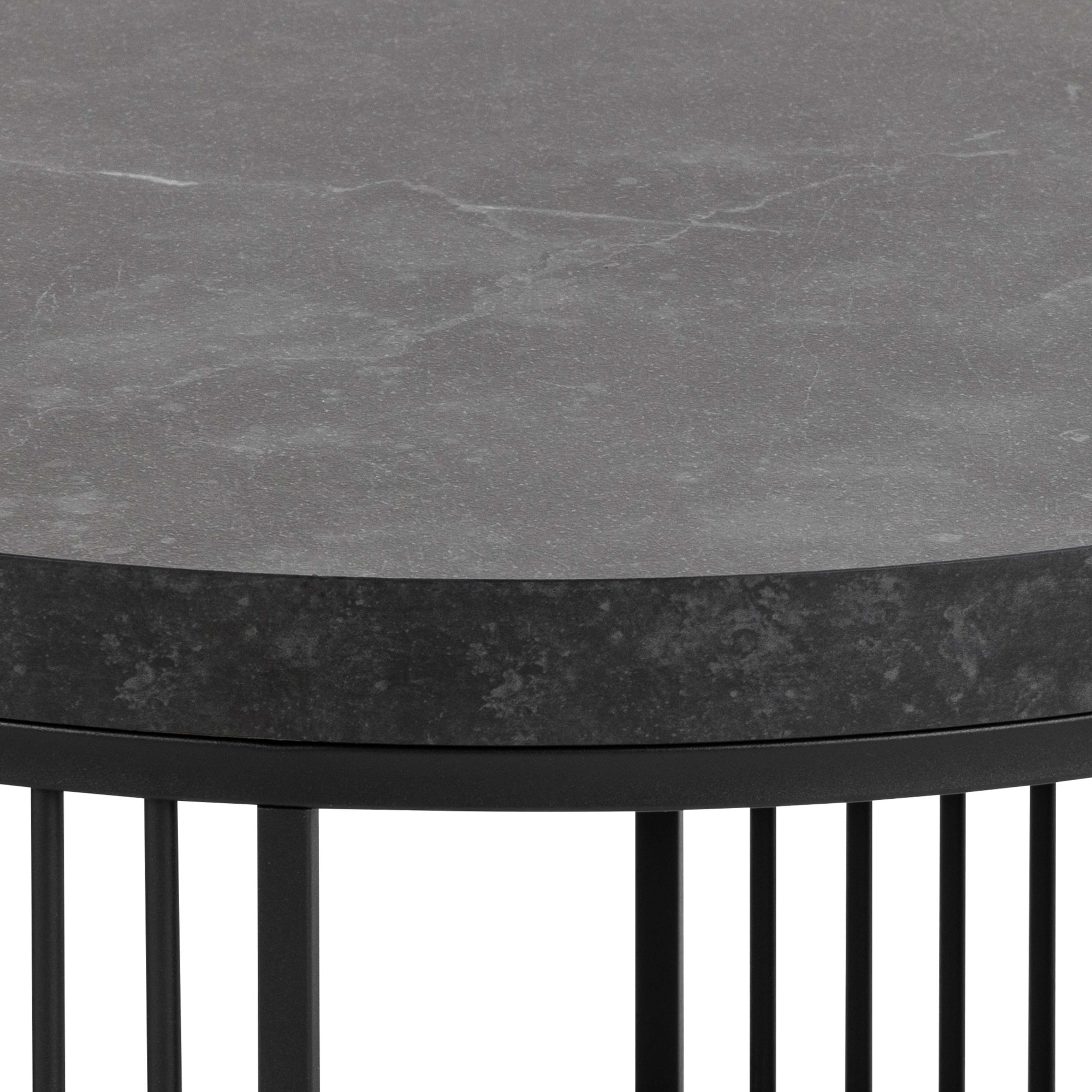 ACTONA GROUP Couchtisch »Strington« Rund Sofatisch,  Izmir matt schwarz rau Melamin, Ø65x35cm