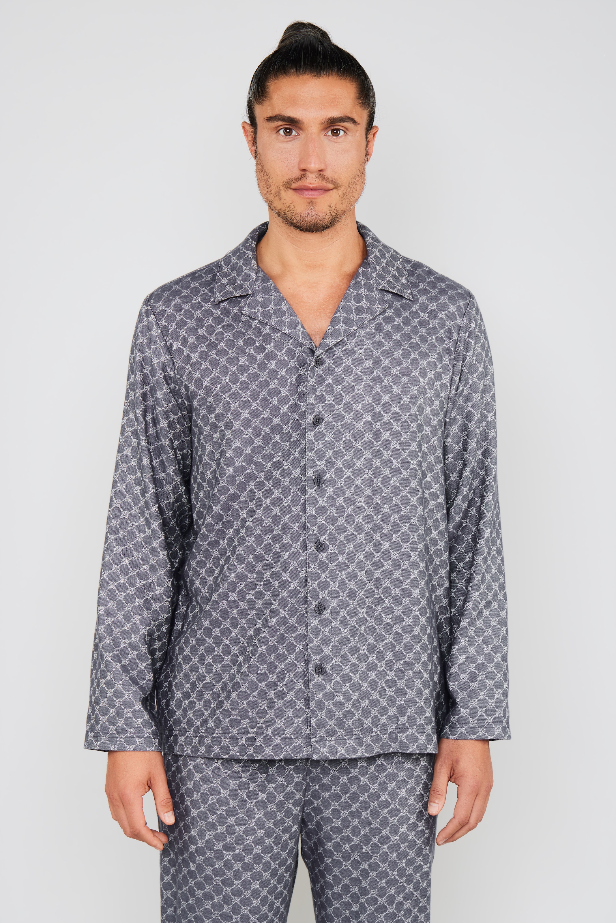 Image of JOOP Pyjamaoberteil "Relax" mit langen Ärmeln, Cornflower-Design, Kragen
