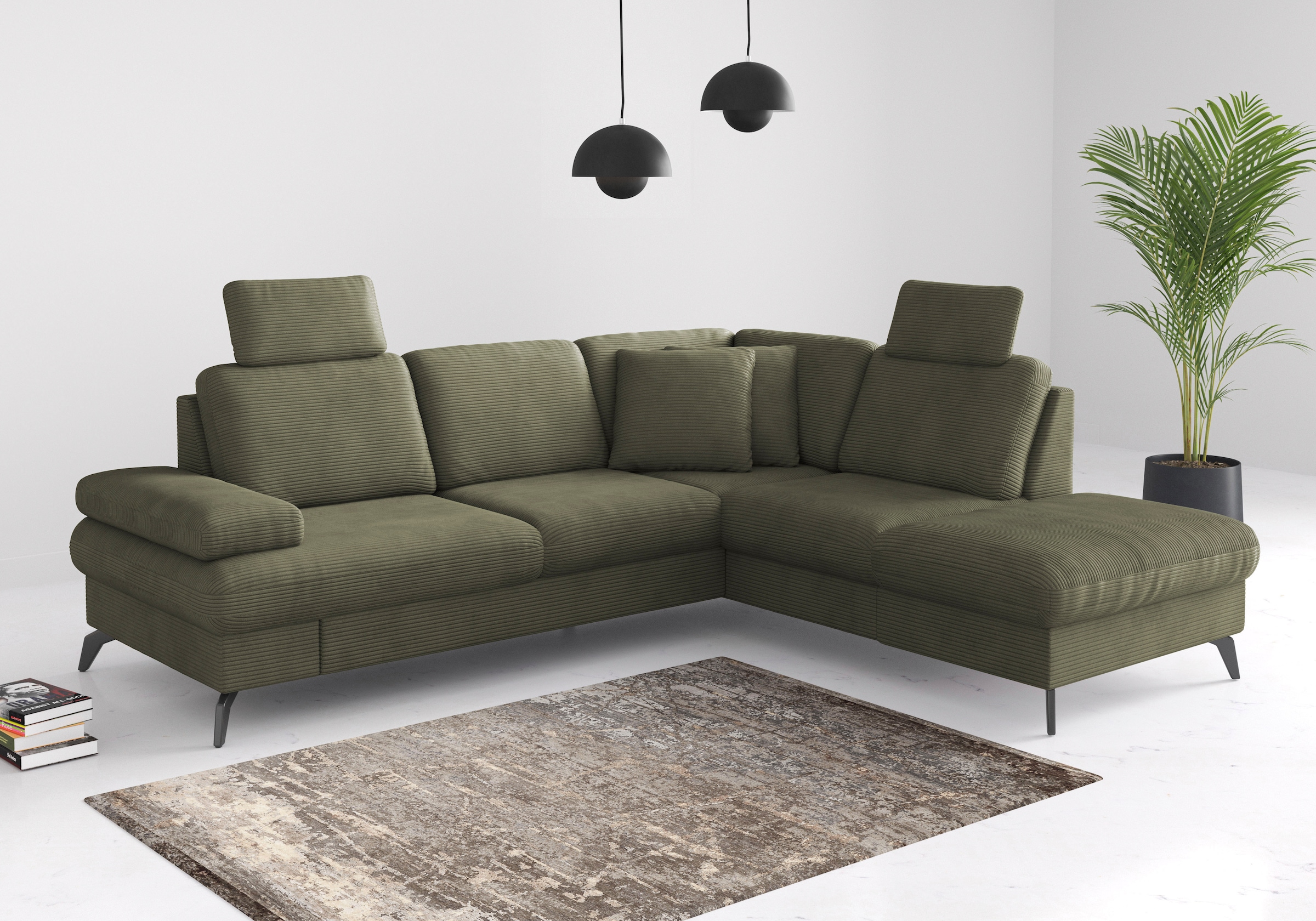sit&more Ecksofa »Morris Jubi L-Form«, inkl. Armteilfunktion und 1 Zierkissen, wahlweise mit Bettfunktion