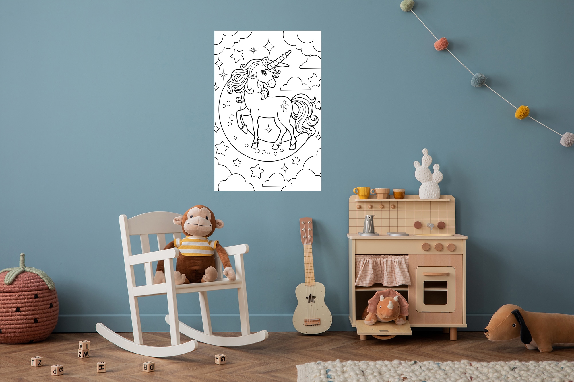 Image of queence Wandsticker "Einhorn am Himmel" DIY-Wandsticker zum Bemalen