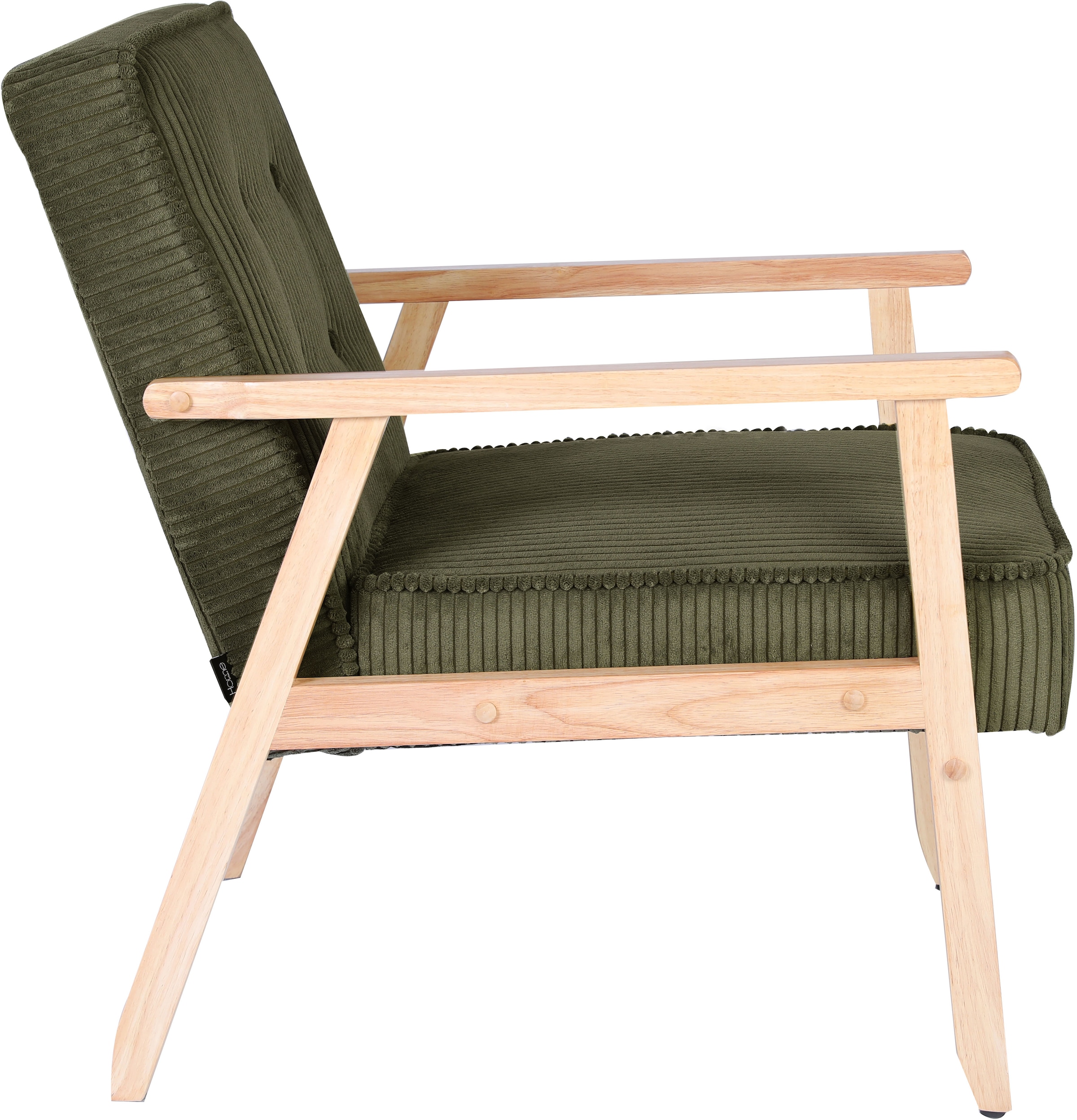 Home affaire Fauteuil lounge »MENONRI mit Armlehnen aus Massivholz« Relaxsessel, Lese-Sessel, Cocktailsessel in Cord und Webstoff