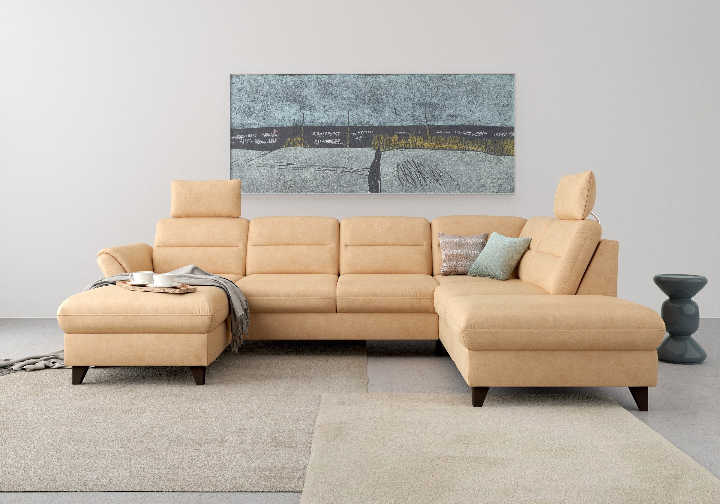 sit&more Paysage de salon »Mellum U-Form« Federkern, wahlweise mit Bettfunktion, Stauraum und Armteilfunktion