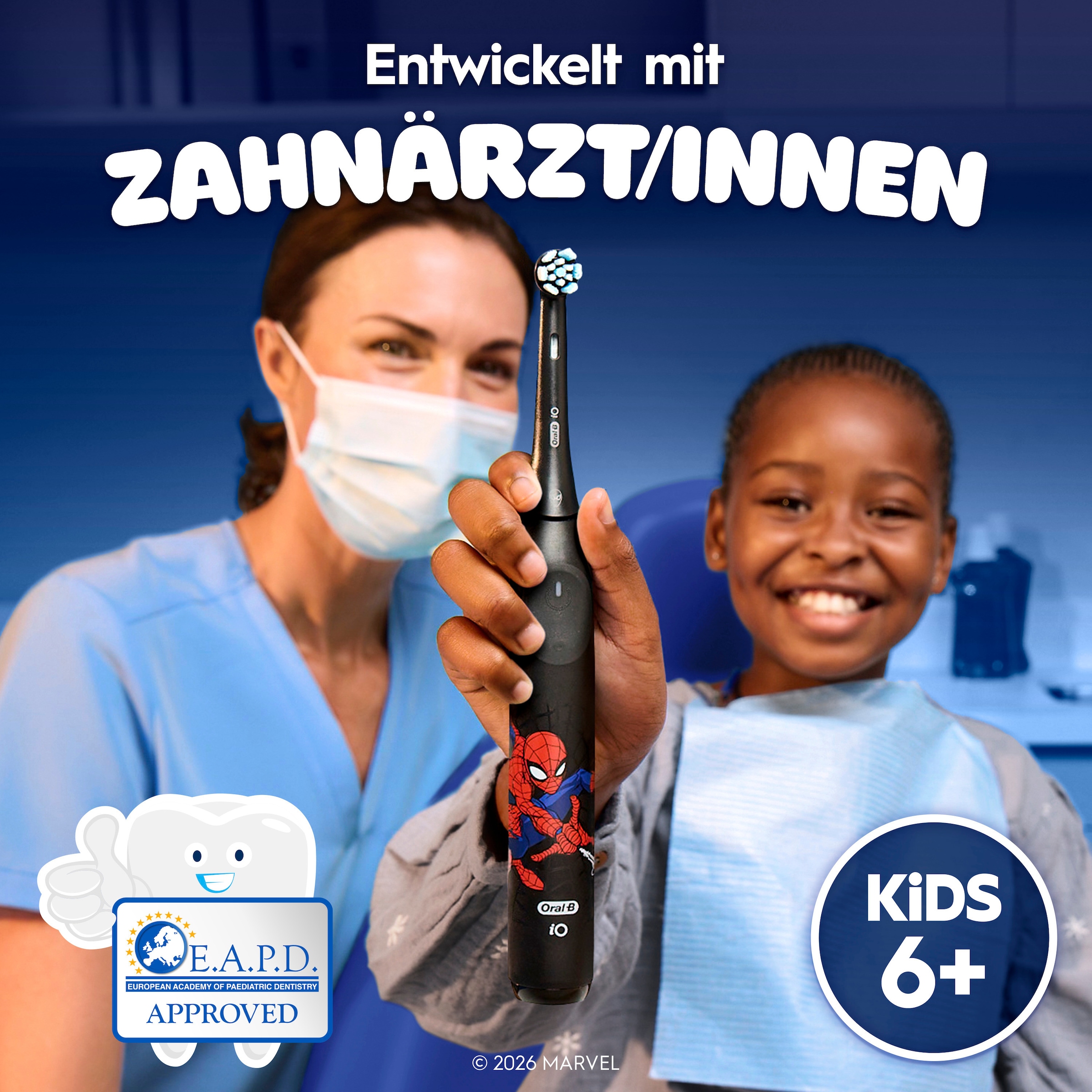 Oral-B Aufsteckbürsten »iO Kids 6+ Marvel Spiderman« Sanft zu wackeligen Zähnen & Zahnfleisch, ab 6 Jahren