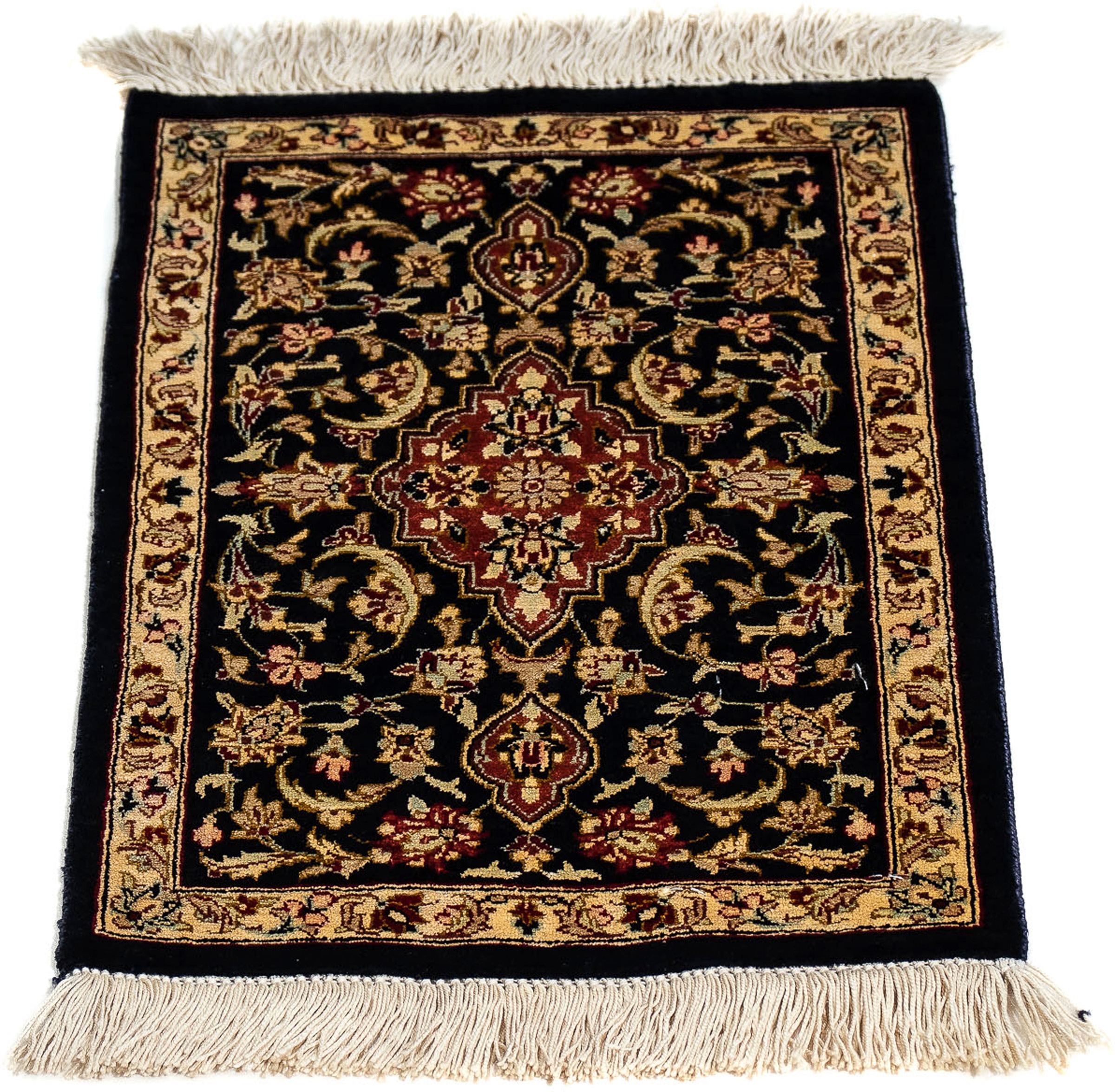 Image of morgenland Seidenteppich »Seidenteppich - Ghom Seide - Premium - 42 x 28 cm - dunkelblau«, rechteckig, 10 mm Höhe, Wohnzimmer, Handgeknüpft, Einzelstück mit Zertifikat bei Ackermann Versand Schweiz