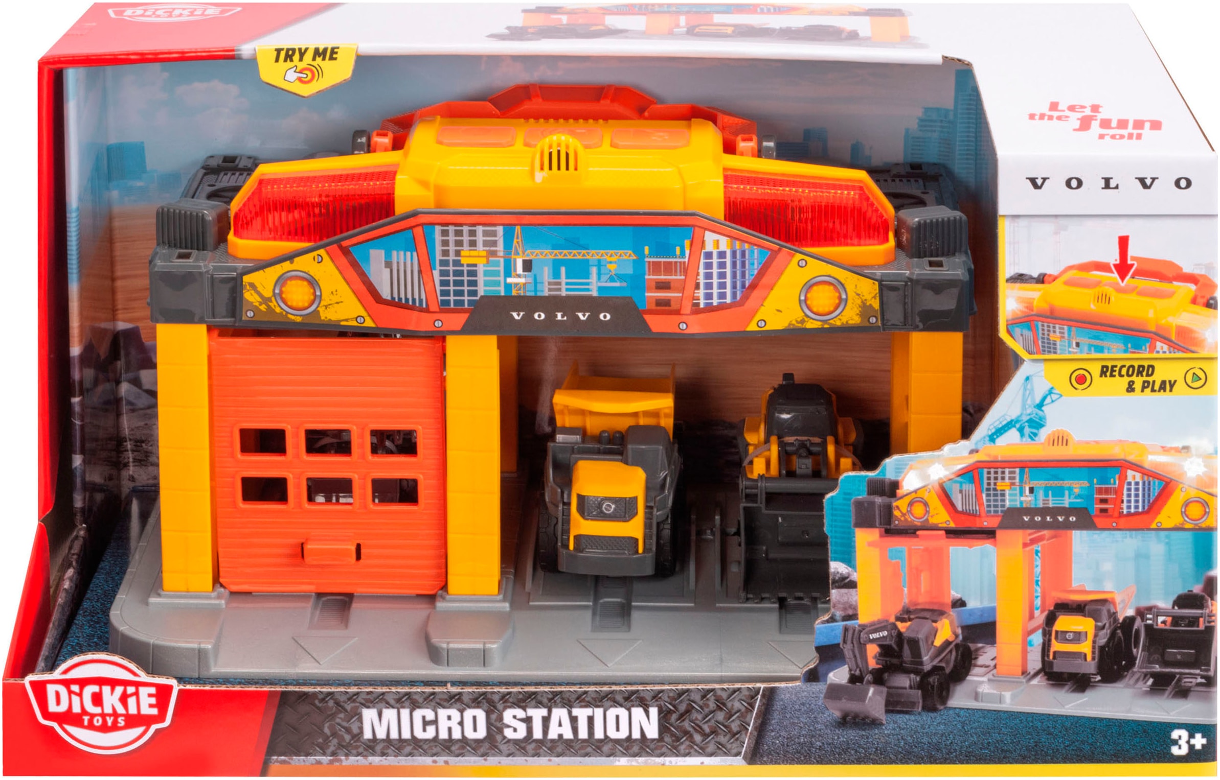Dickie Toys Bâtiment de jeu »Micro Construction Station« inklusive 3 Volvo Baustellenfahrzeuge; mit Licht und Sound