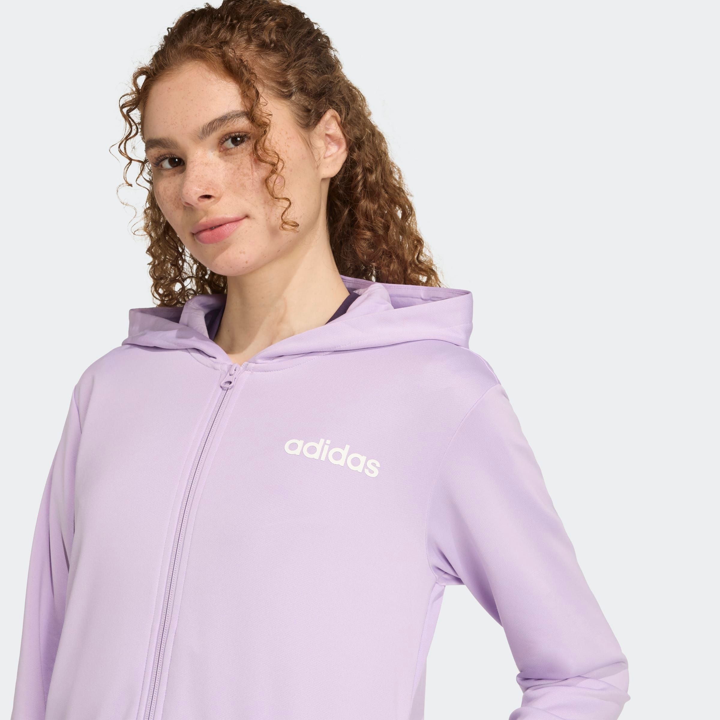 adidas Sportswear Trainingsanzug »W LINEAR TS«, (2 tlg.), Trainingsjacke mit Kapuze, Tracksuit