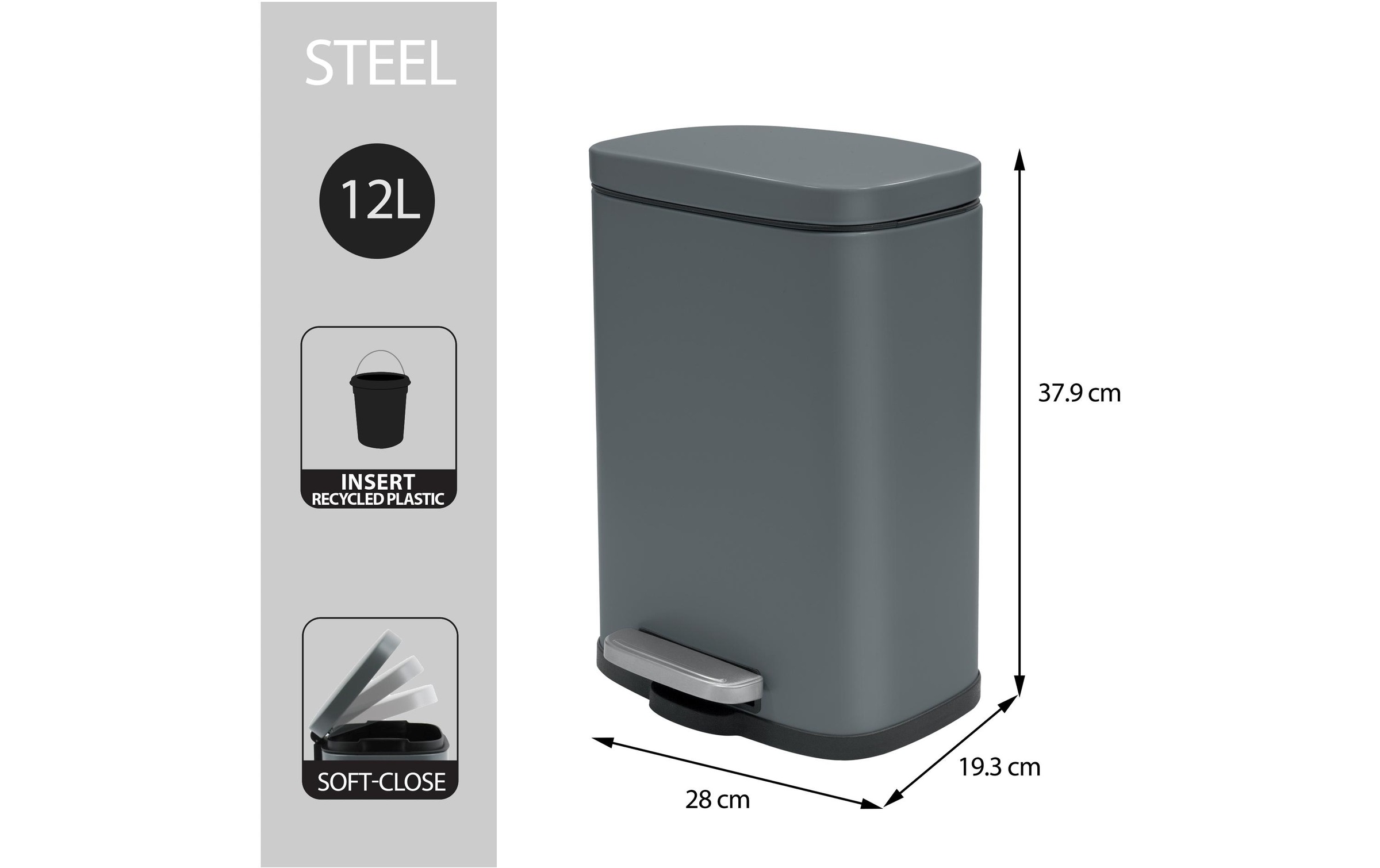 spirella Mülleimer »POUBELLE AKIRA 12L GRIS« 1 Behälter